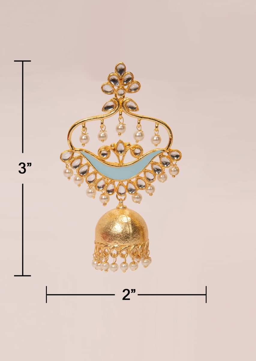 Golden kundan earring with jhumkas