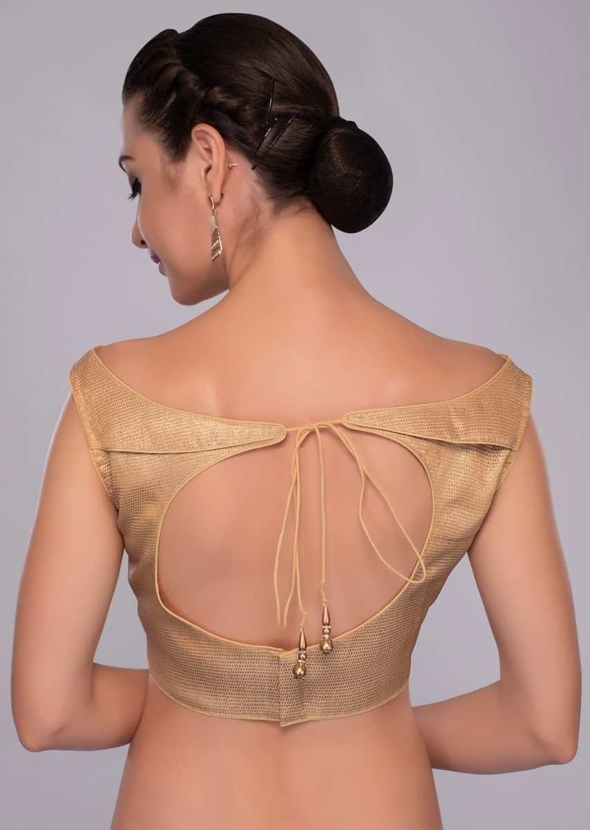 Golden lurex blouse with fancy neck in additional layer 