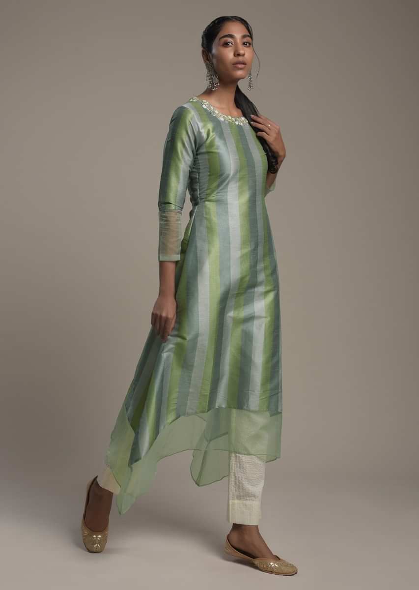 Buy Magenta Kurti In Cotton Silk With Thread And Gotta Patti Embroidered  Floral Motifs And Butti Design Online  Kalki Fashion