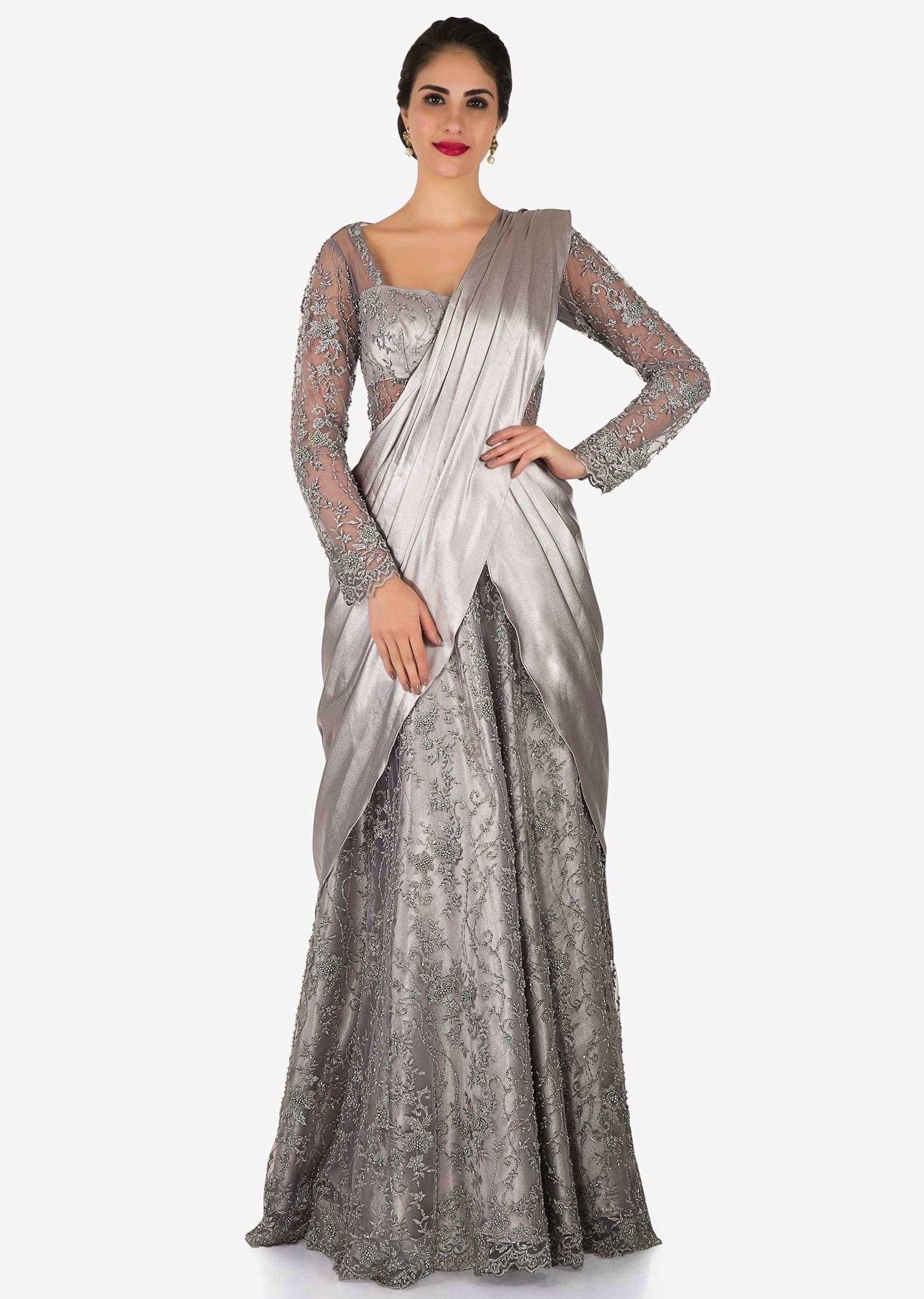 Saree Collection Women's Georgette Embroidered Semi-Stitched Gown