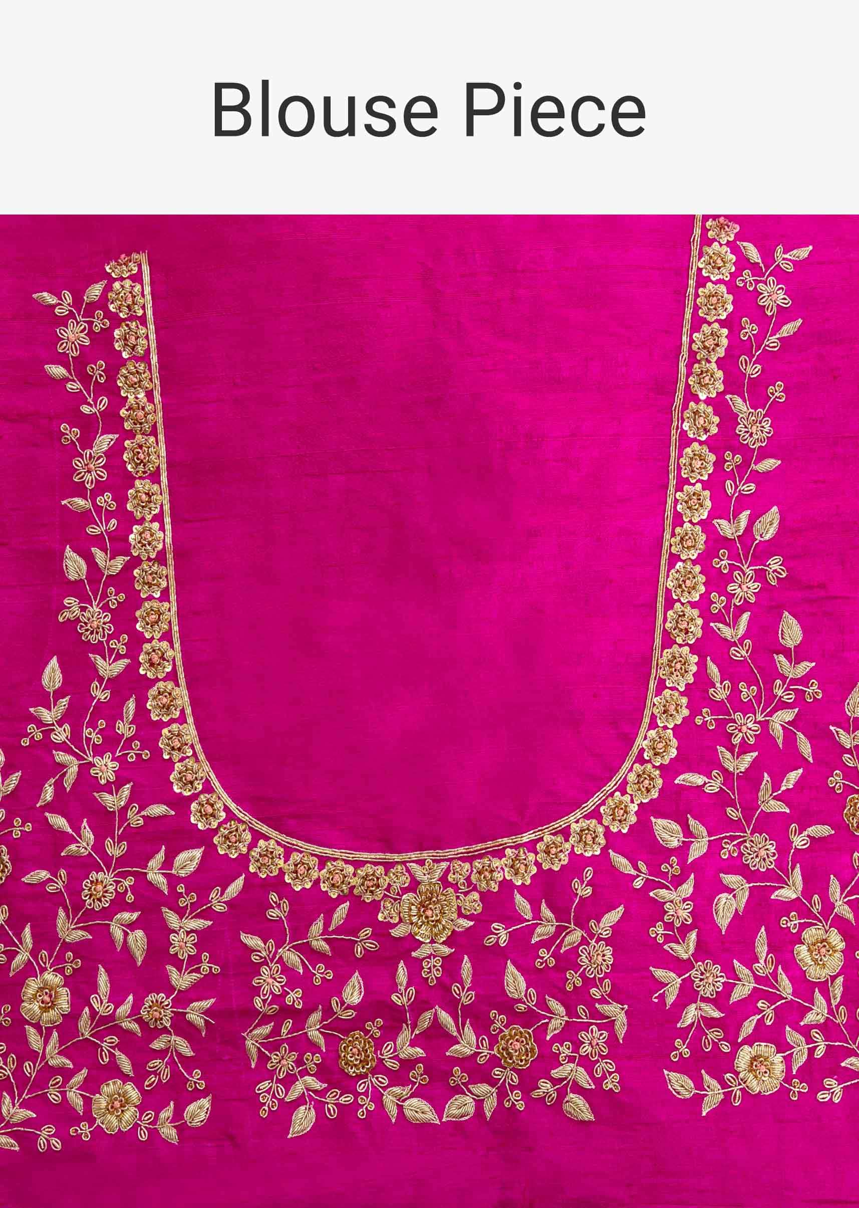 Hot pink raw silk lehenga  with net dupatta andonly