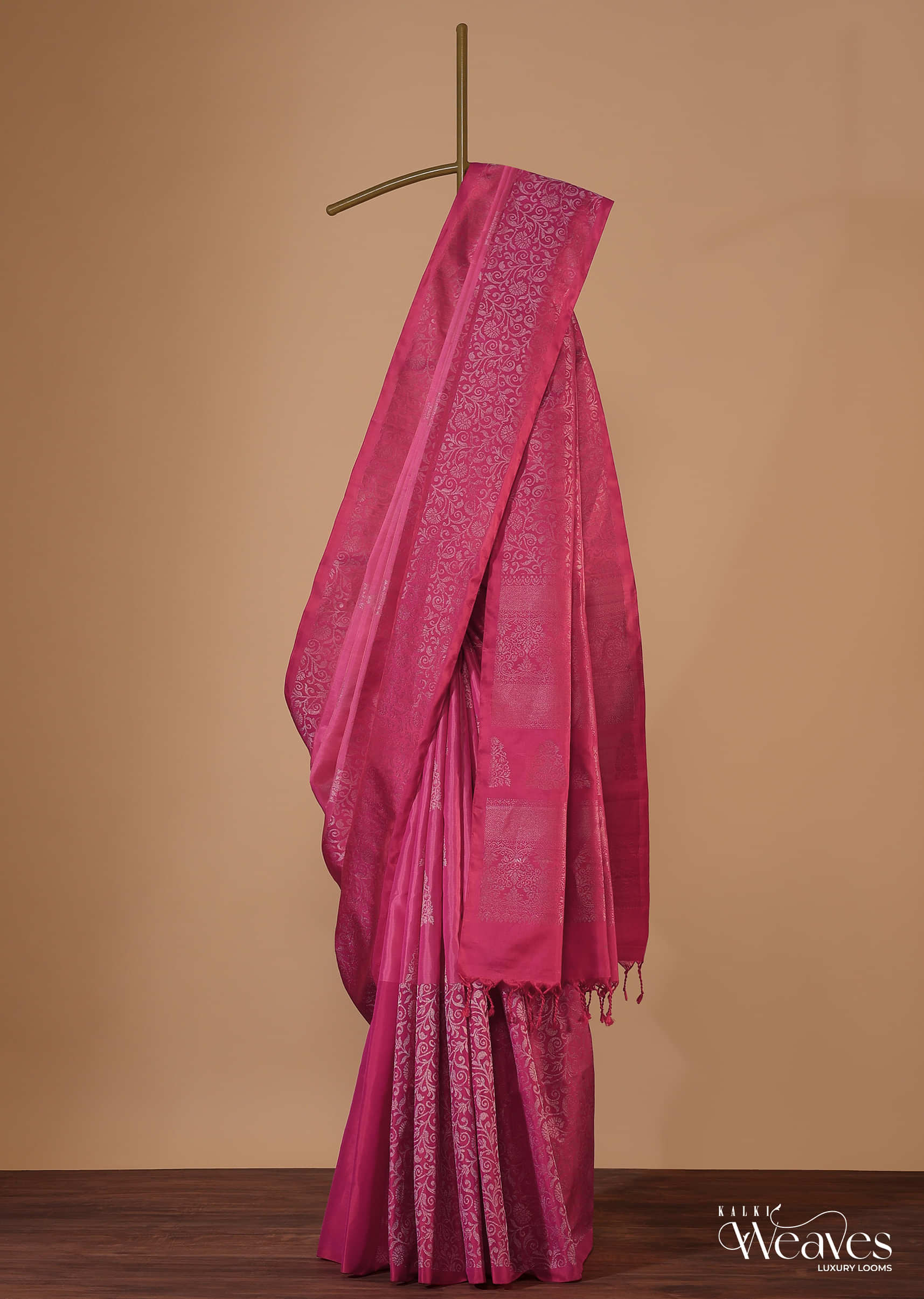 Buy Hot Pink Kanjivaram Silk Saree With Zari Weave KALKI Fashion India