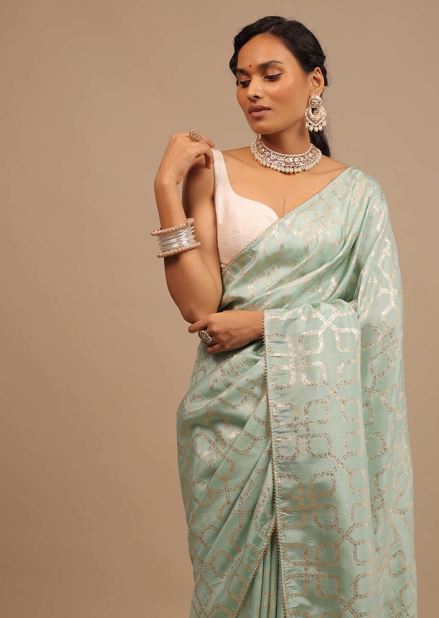 Green with Blue Saree in Patola Silk
