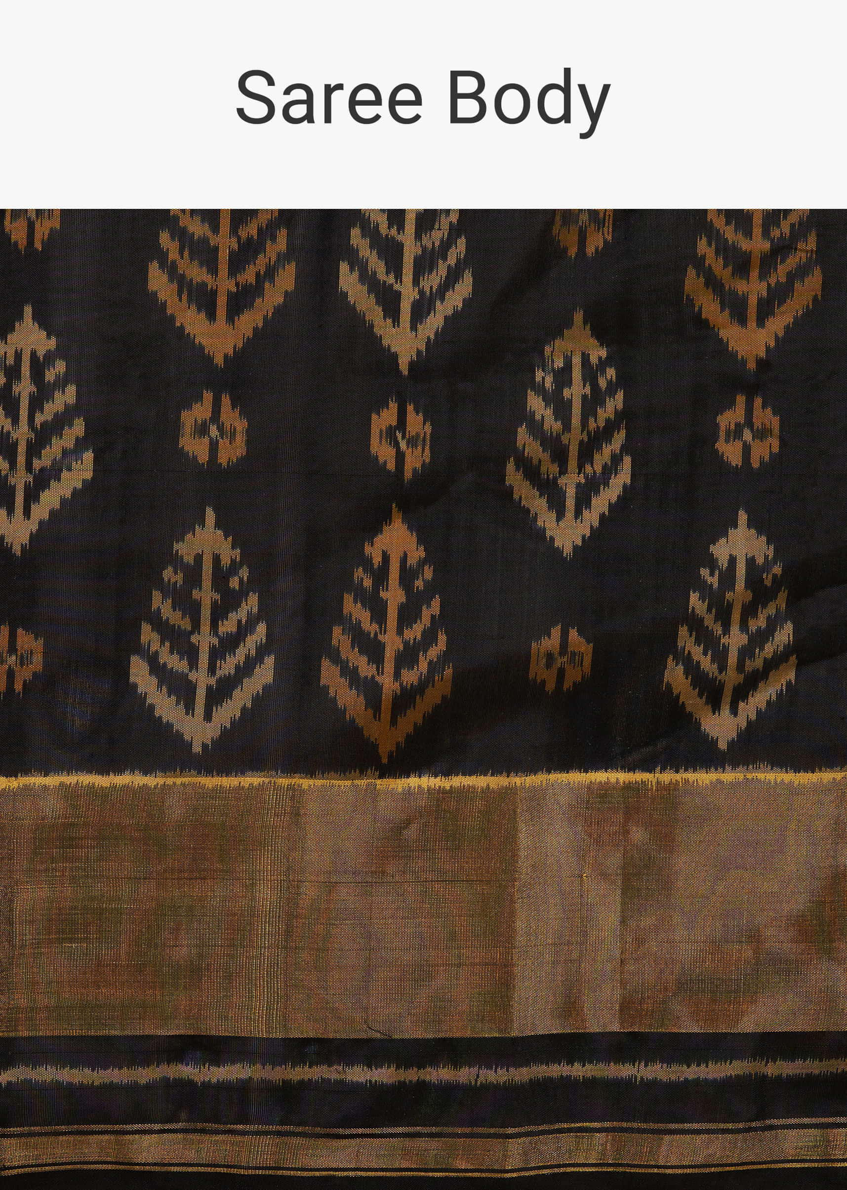 Kalki Antique Moss Green & Black Saree In Silk With Ikat Weave Patola Floral Work