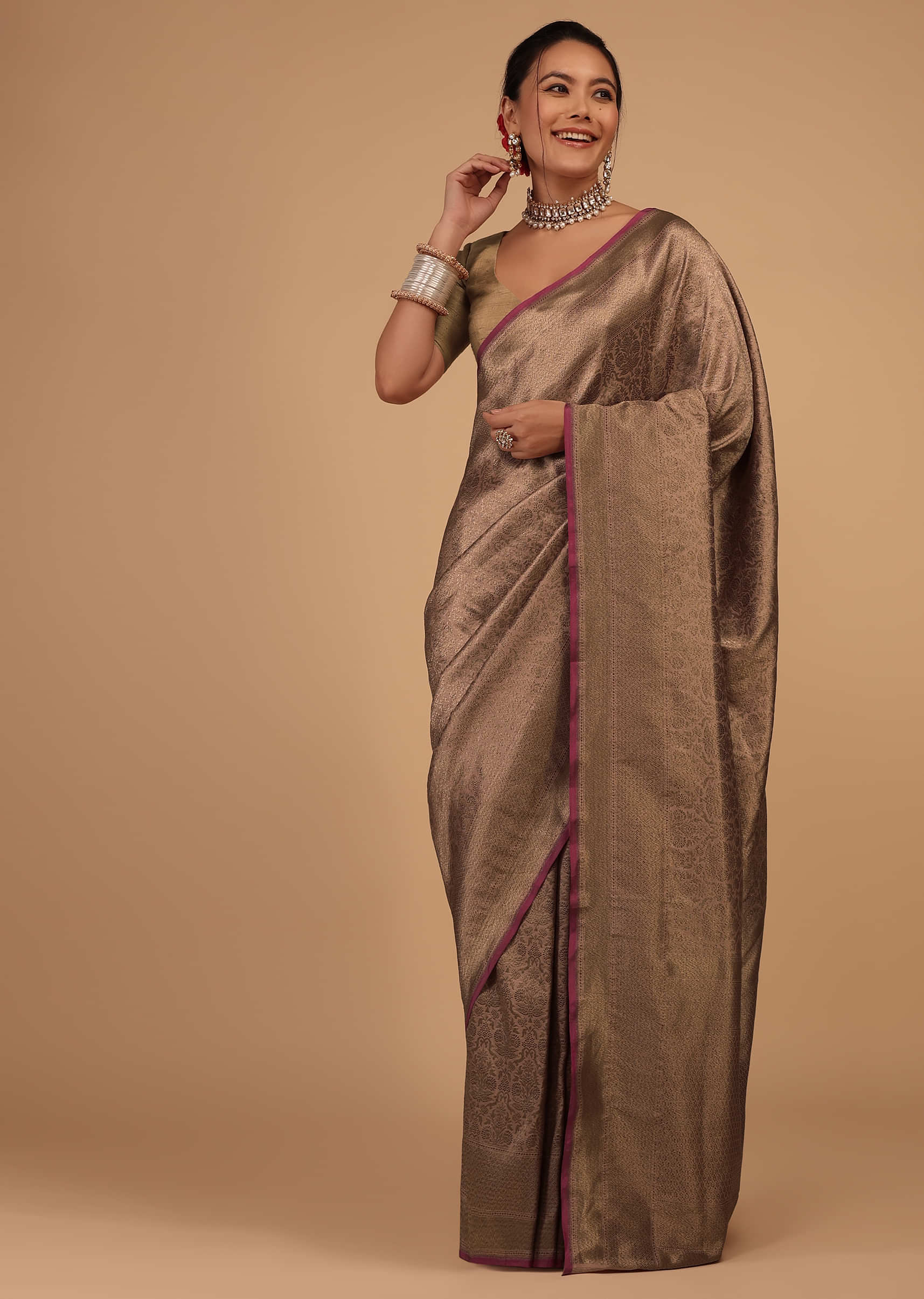 Ash Gray Color Kanchipuram Silk Saree - Agk Silks | kanchipuram silk sarees  | Buy pure kanchipuram silk sarees online