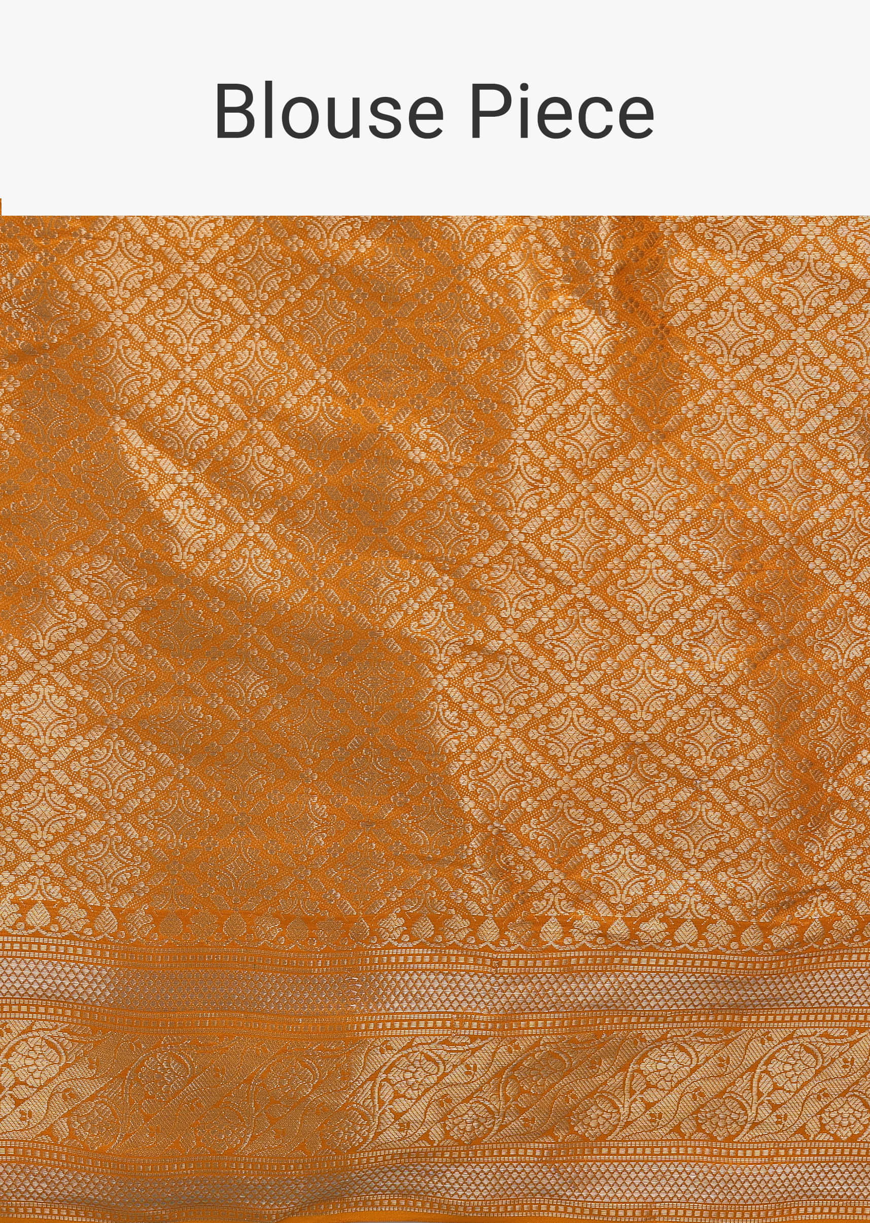 Honey Yellow Saree In Silk With Bandhani Print & Handwoven Brocade Floral Embroidery
