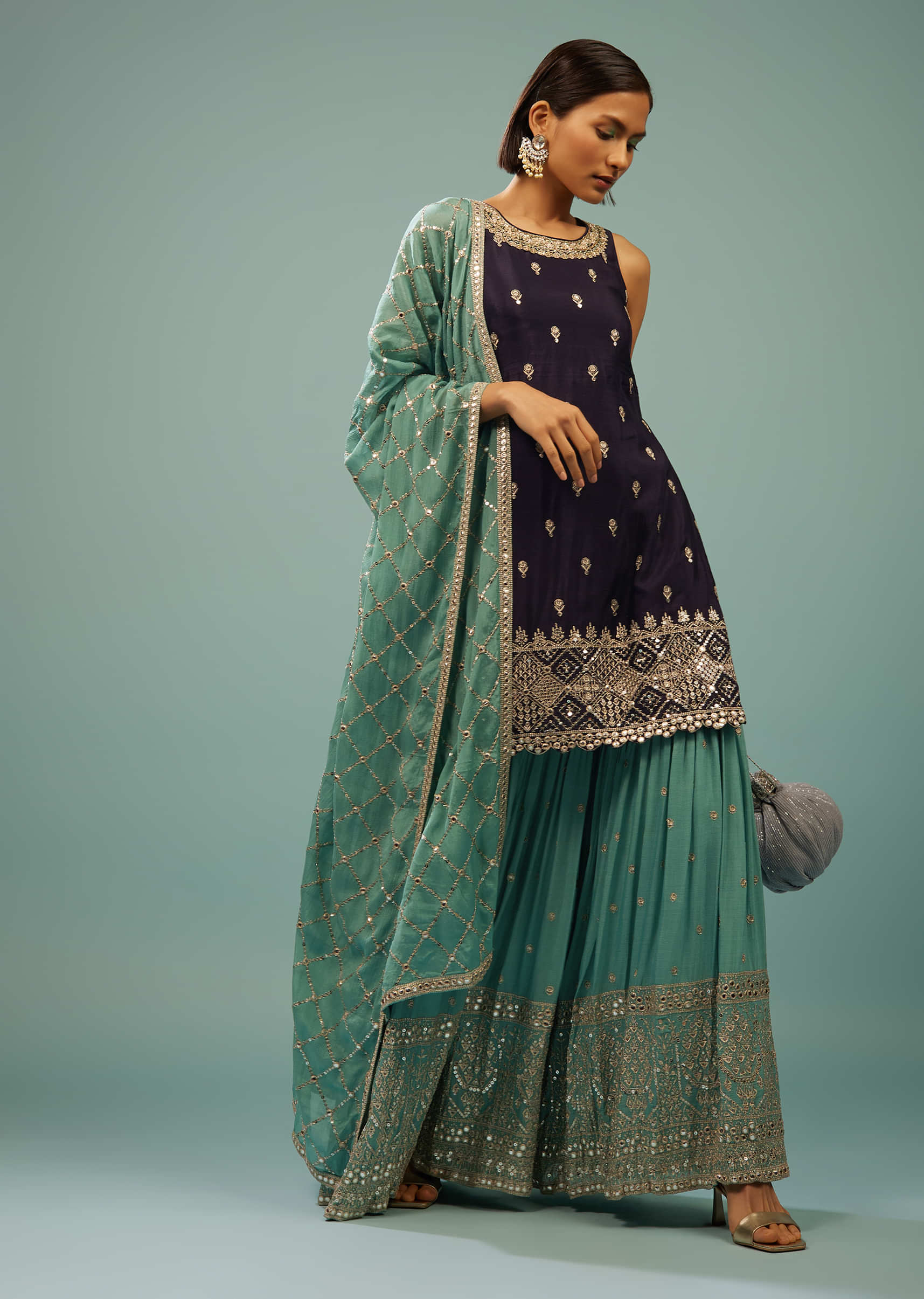 Kalki Eclipse Blue Sharara Suit With Embroidery