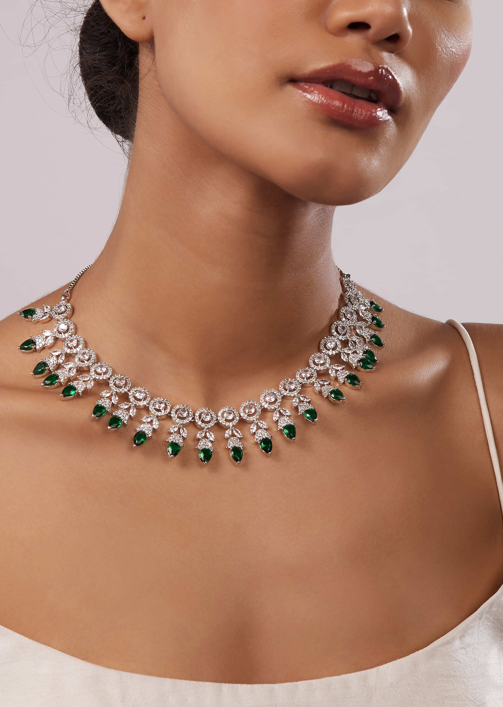 American Diamond Necklace Set | Colour Stone Necklace Set | Fancy Necklace  Set — Saaj