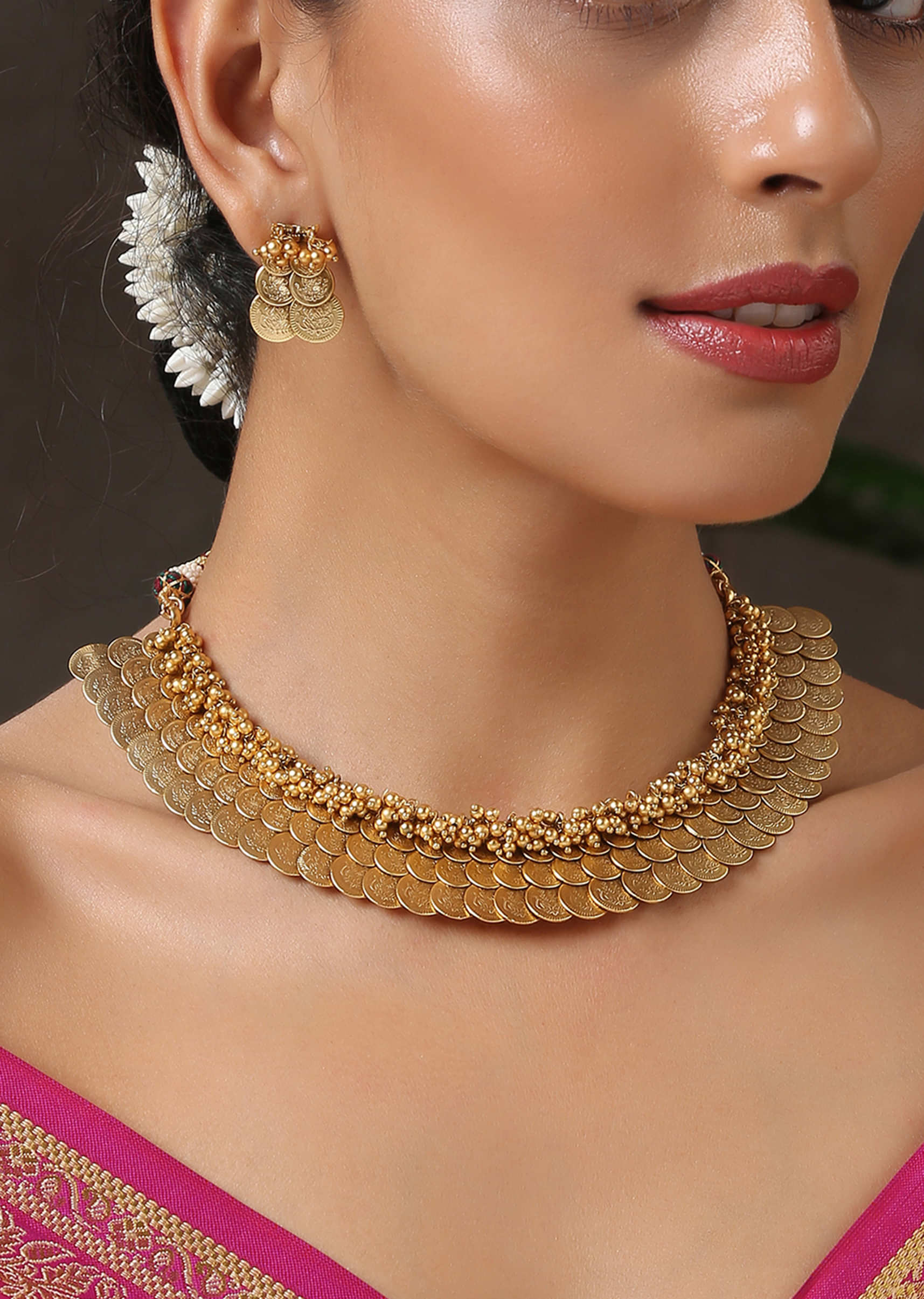 Gold Plated Intricate Temple Work Necklace Set