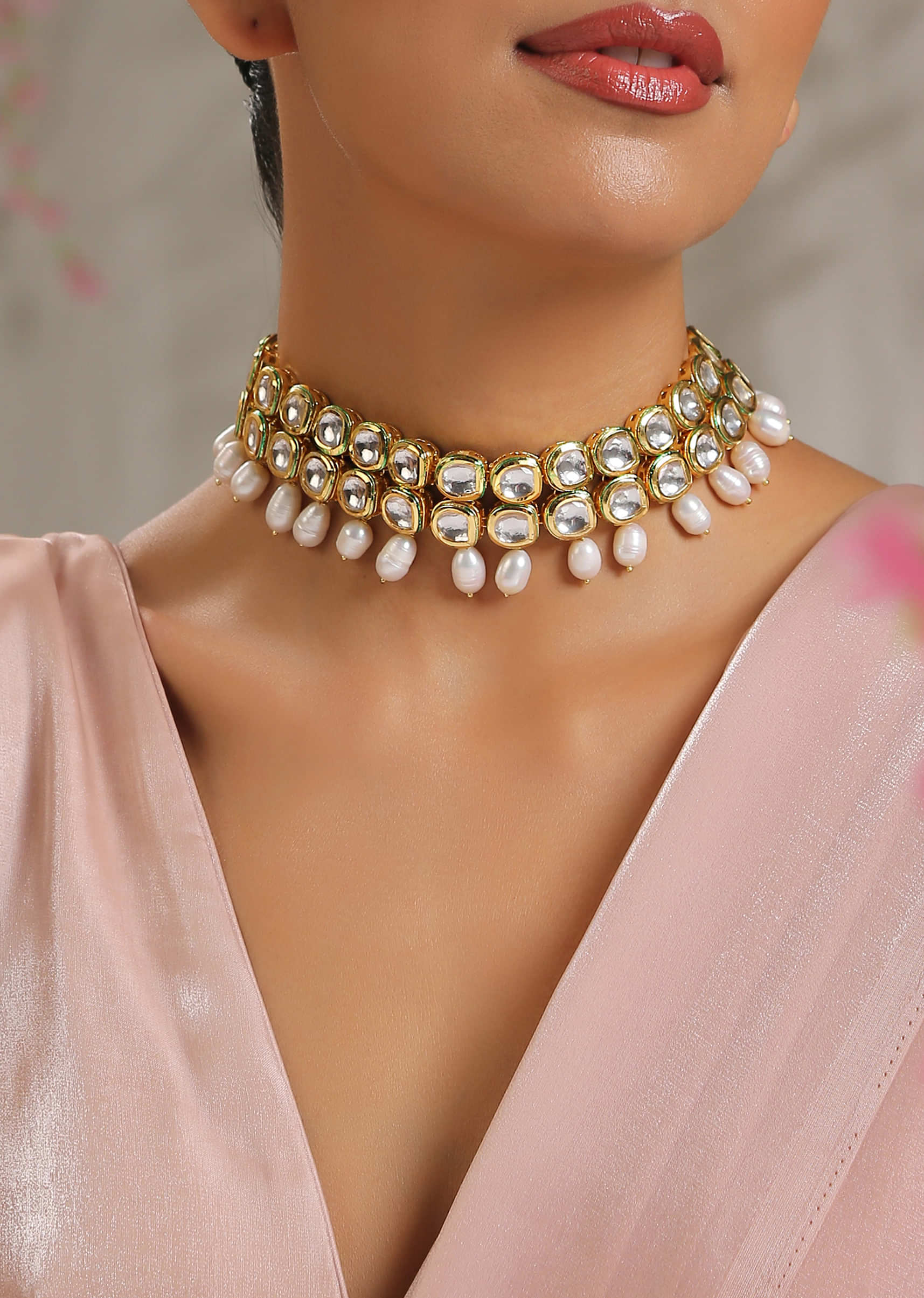 Kundan And Pearls Necklace Set