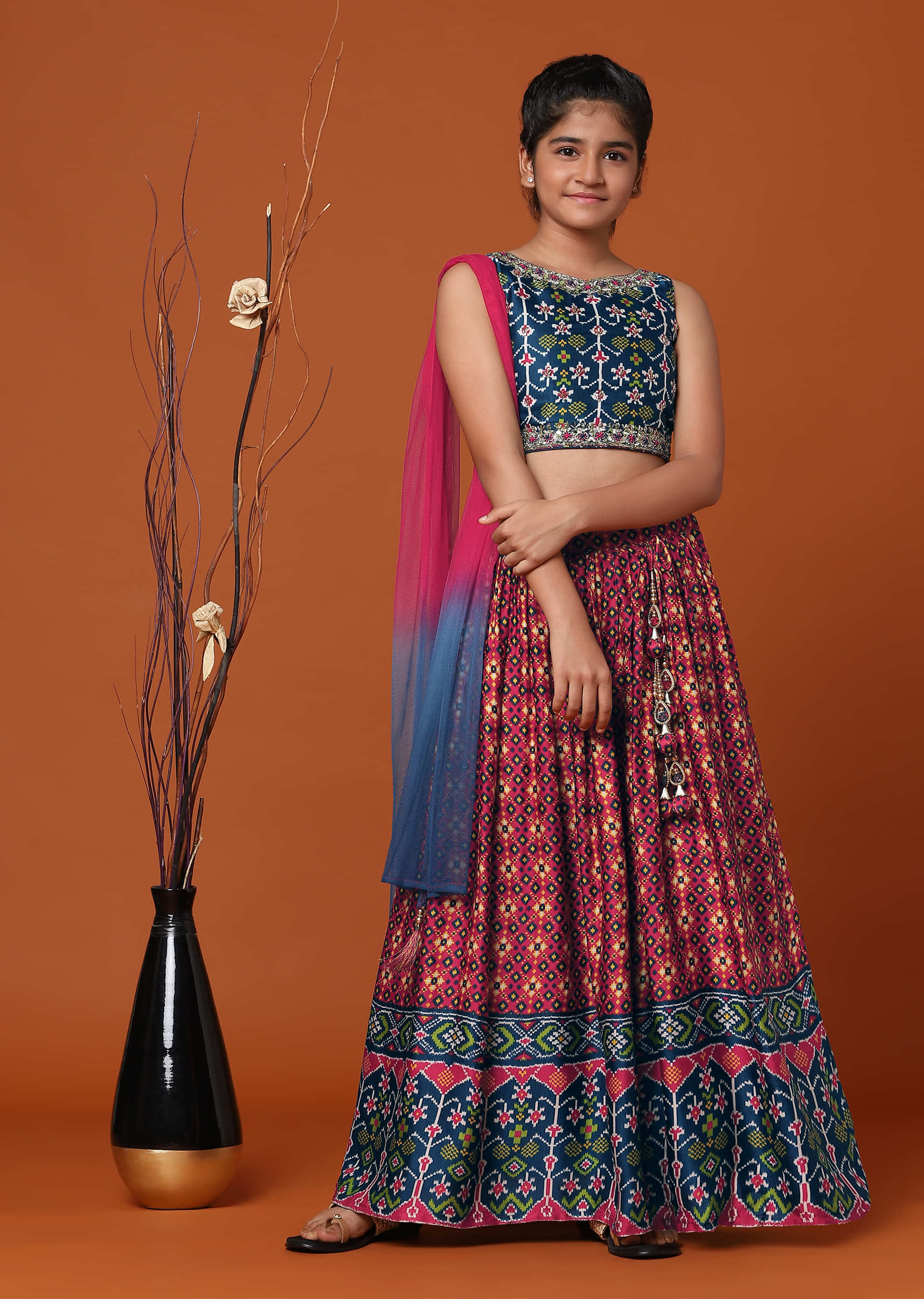 Mitera Red & Navy Blue Woven Design Semi-Stitched Lehenga & Unstitched  Blouse with Dupatta - Absolutely Desi