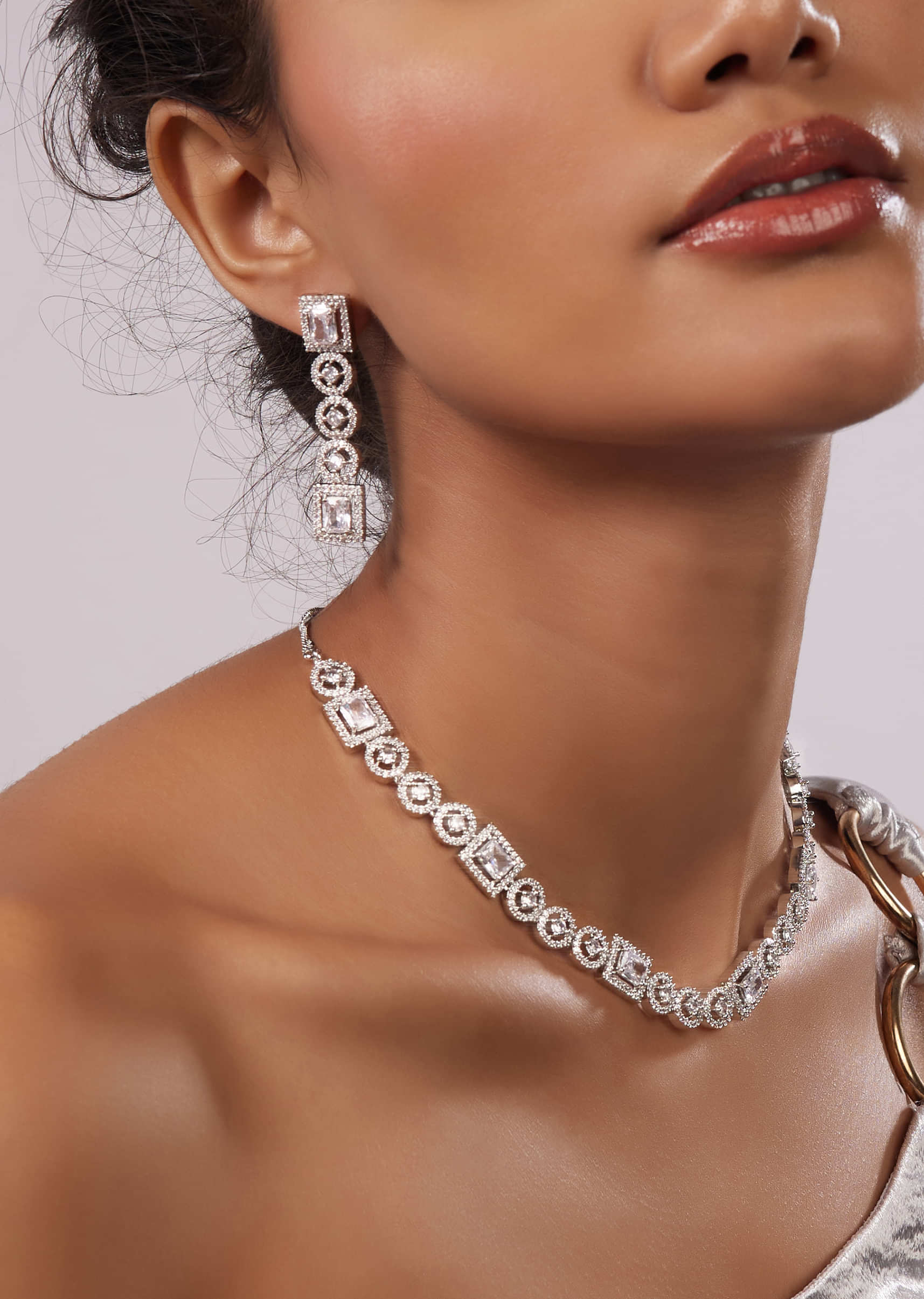 Silver Plated Diamond Jewelry Set