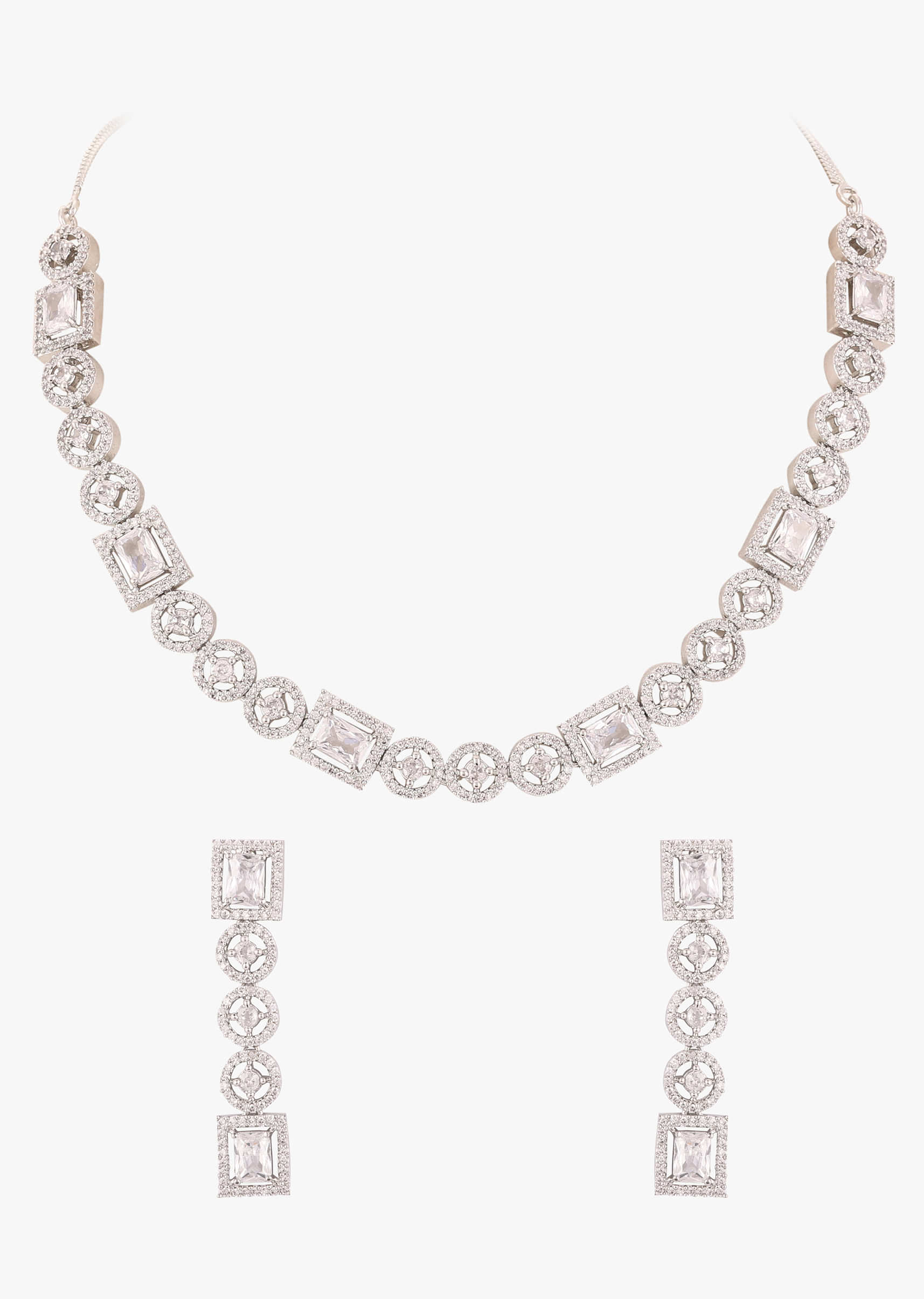 Silver Plated Diamond Jewelry Set