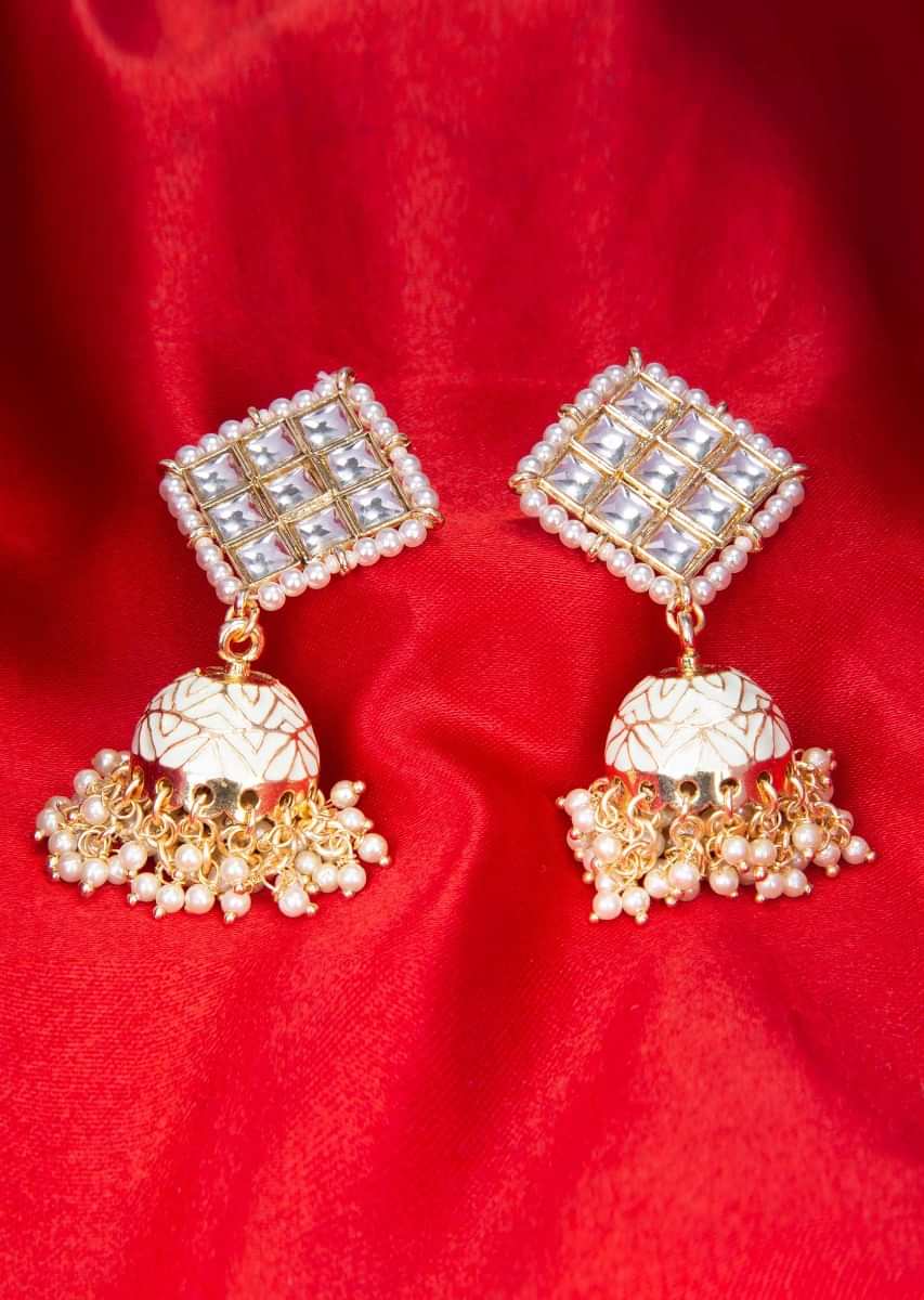 Kundan studded earring with jhumkas dangler only on kalki