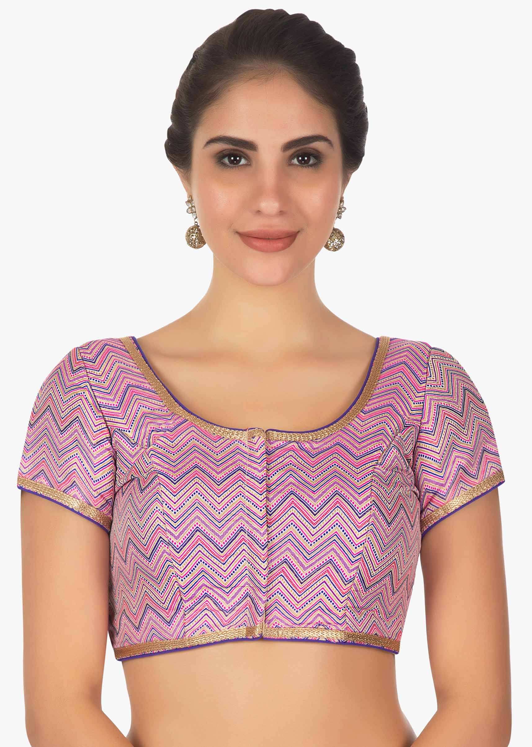 Lavender brocaded blouse in zig zag lines