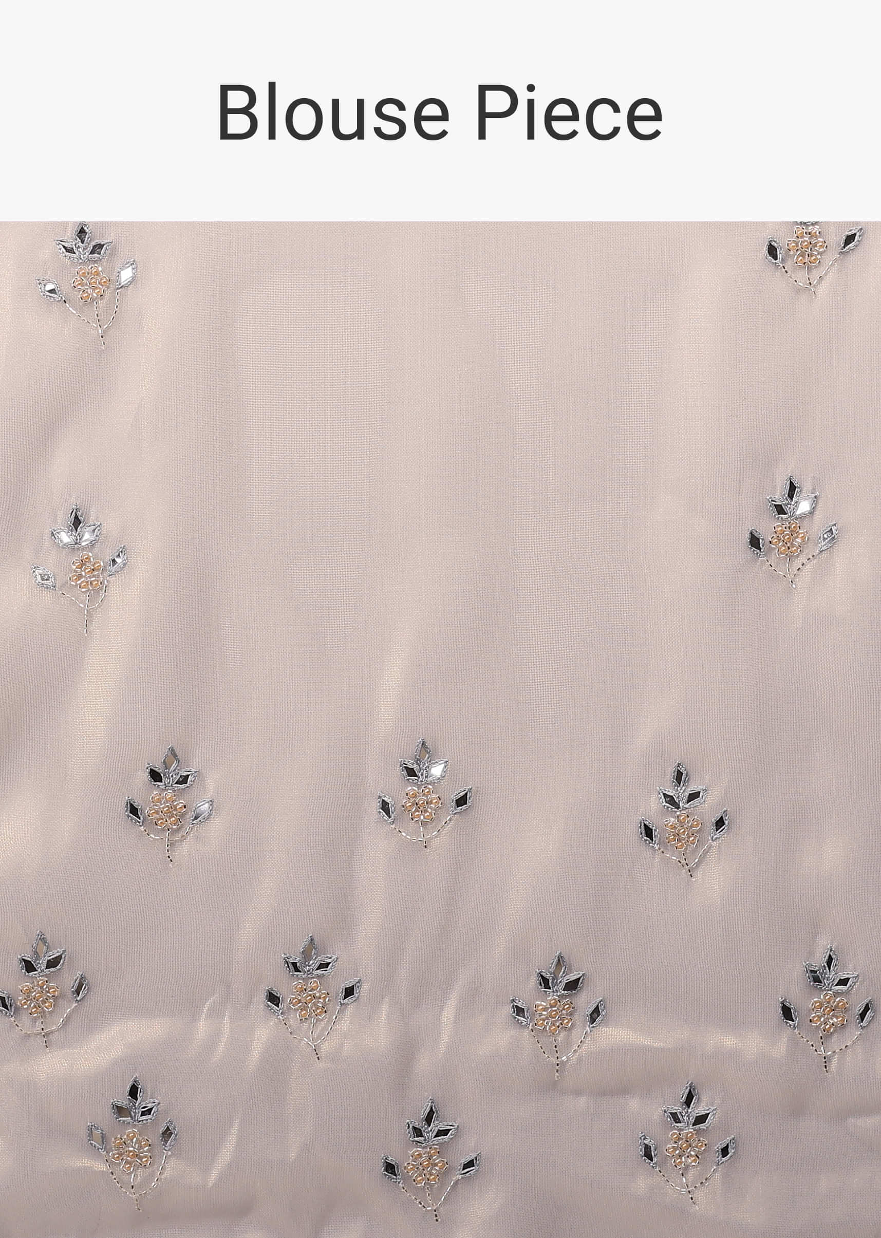 Lilac Grey Glass Tissue Saree In Mirror Abla Embroidery Buttis, Border Has Zari Embroidery Detailing