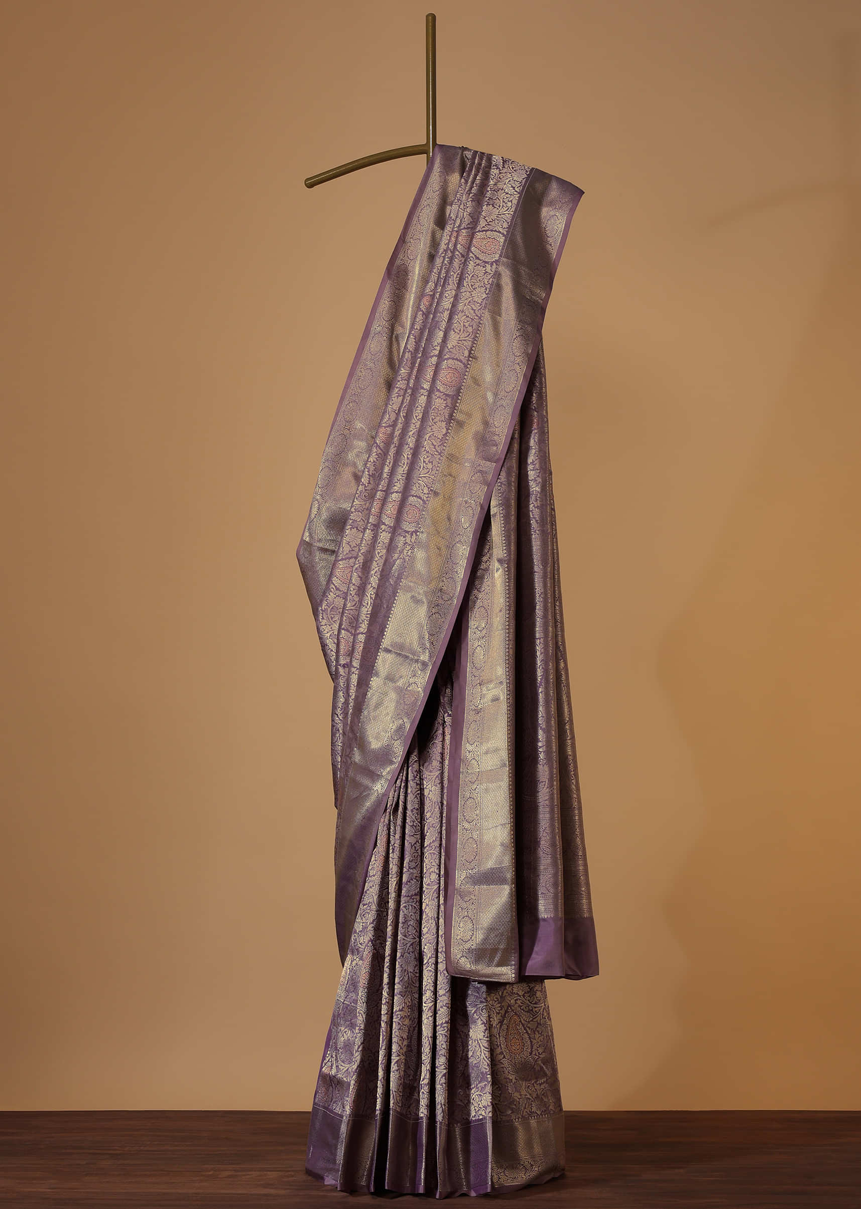 Lilac Purple Woven Kanjivaram Silk Saree