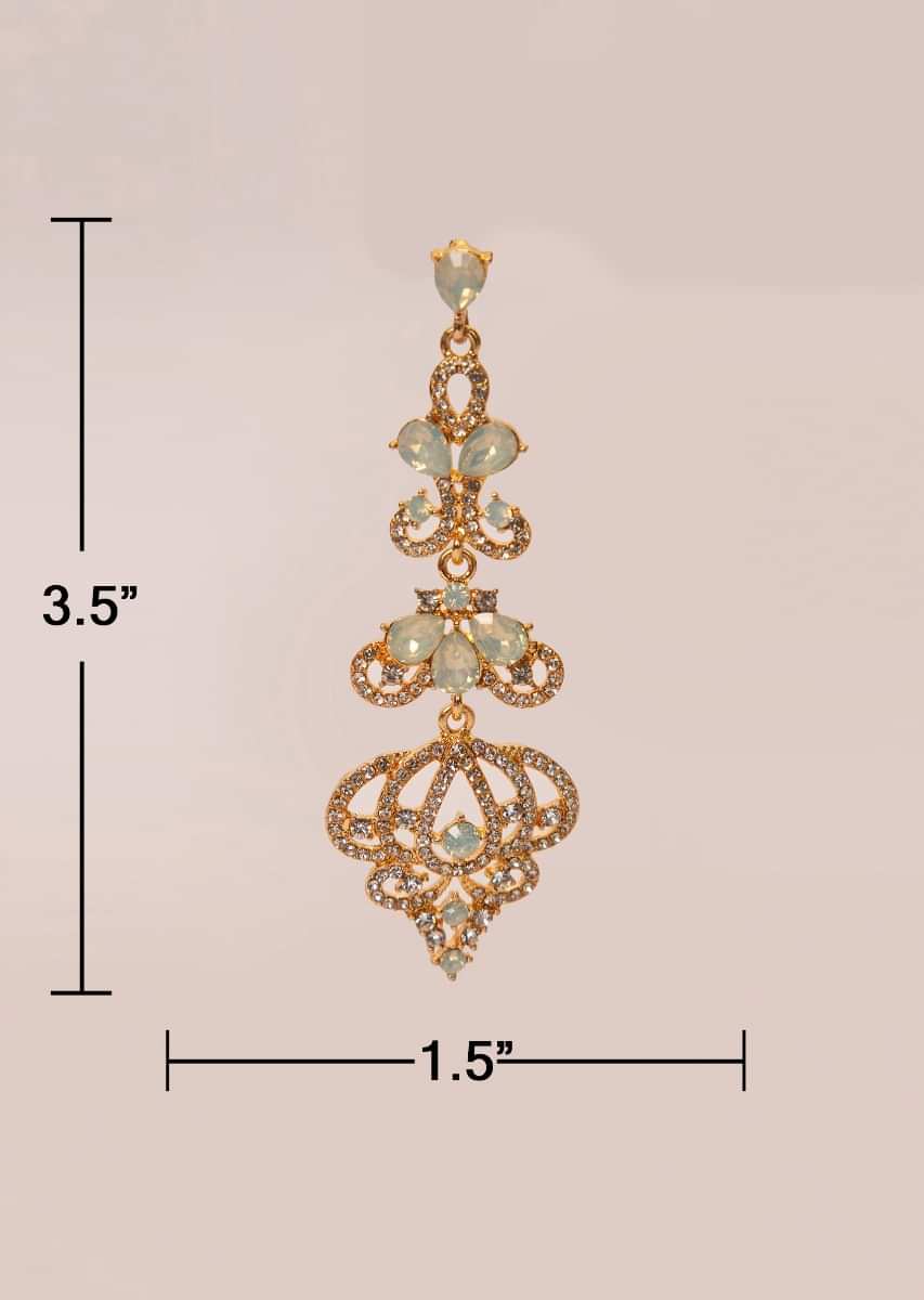 Long drop earring with studded with stones and beads
