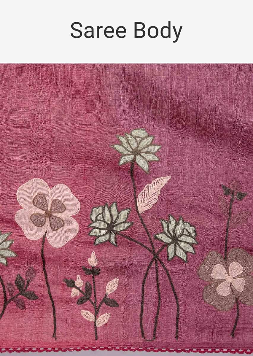 Magenta and dark pink shaded tussar silk saree only on kalki