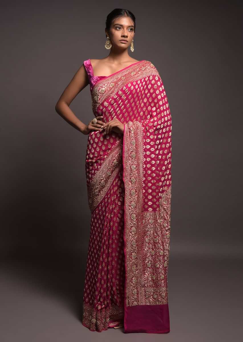 Buy Red Pure Silk Banarasi Tanchoi Saree Online | Taneira | Taneira