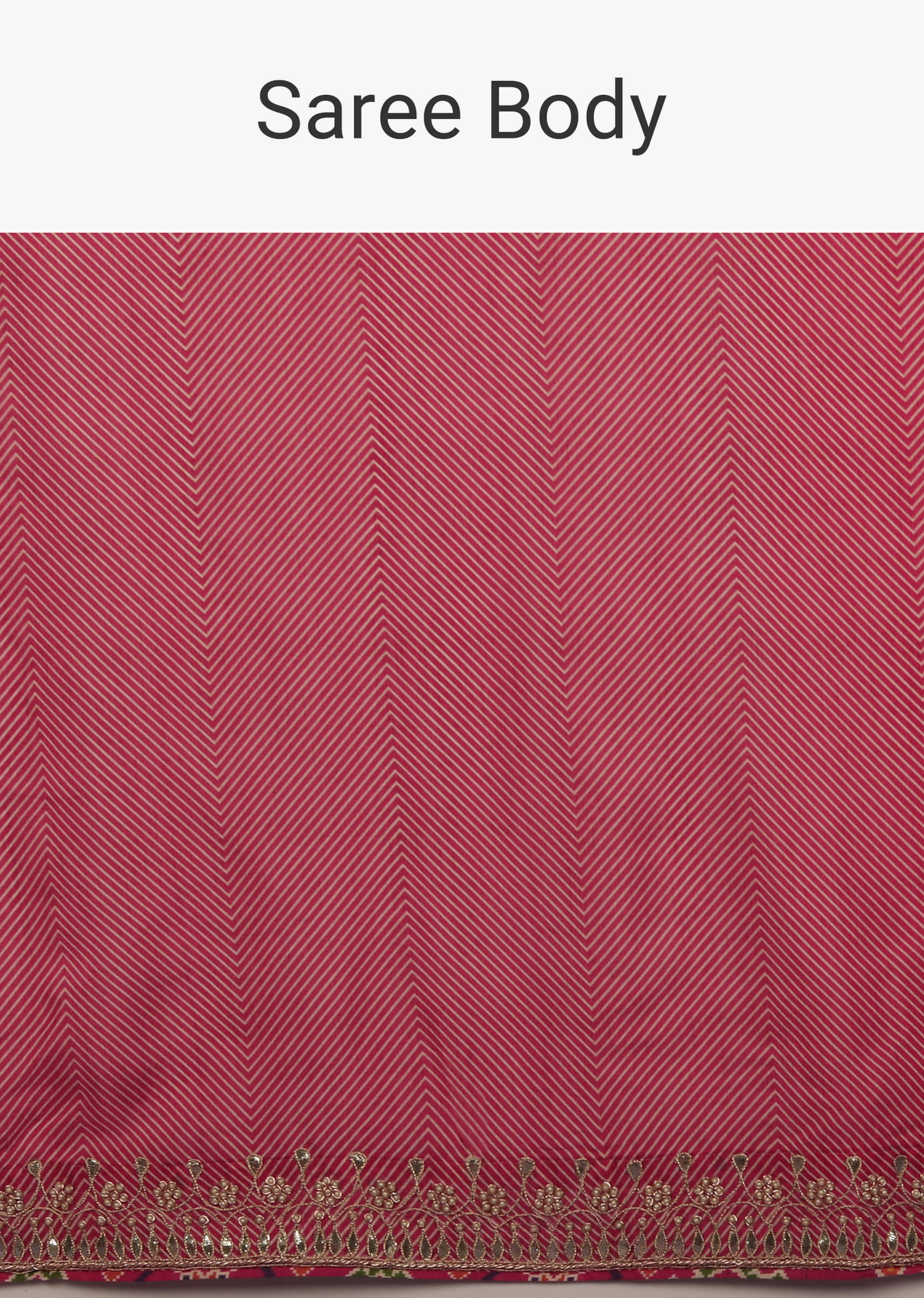 Magenta Pink Saree In Soft Satin Silk With Lehariya Printed Chevron Design And Gotta Embroidered Border  