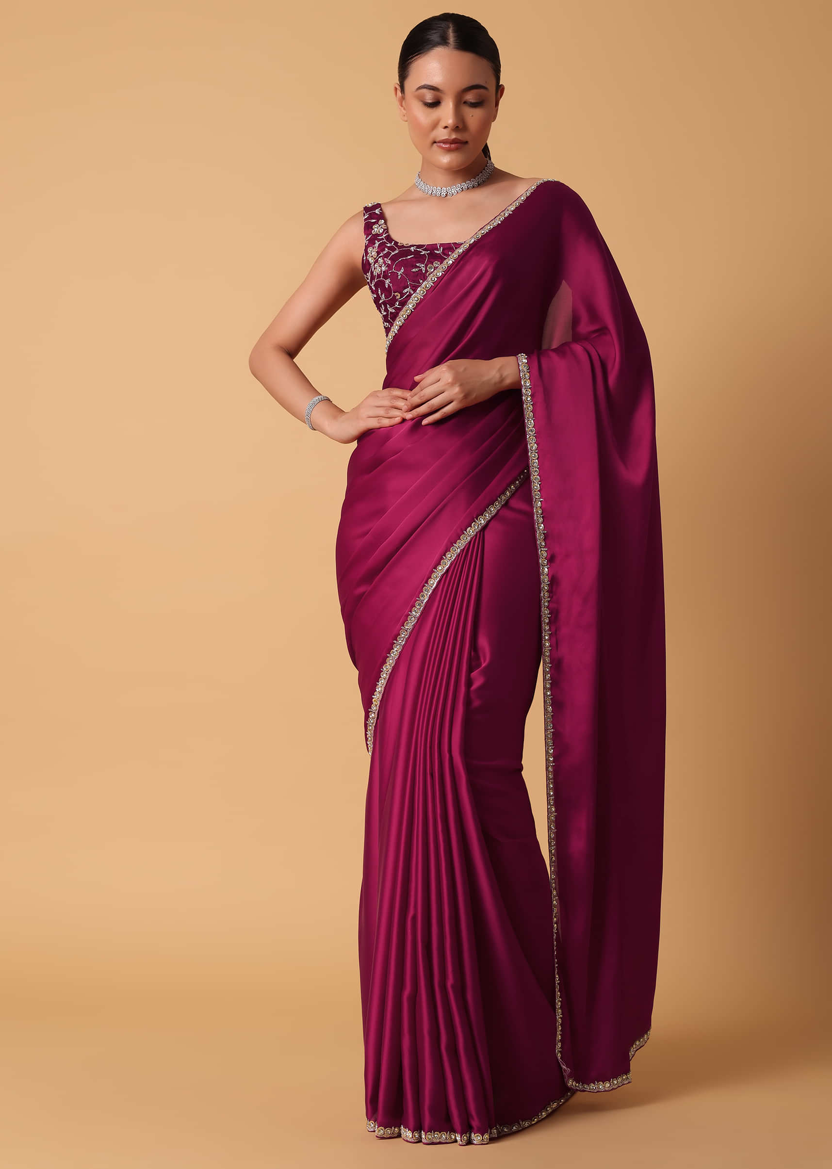 Rani Pink Woven Saree In Silk with Bandhani Detail And Unstitched Blouse  Piece