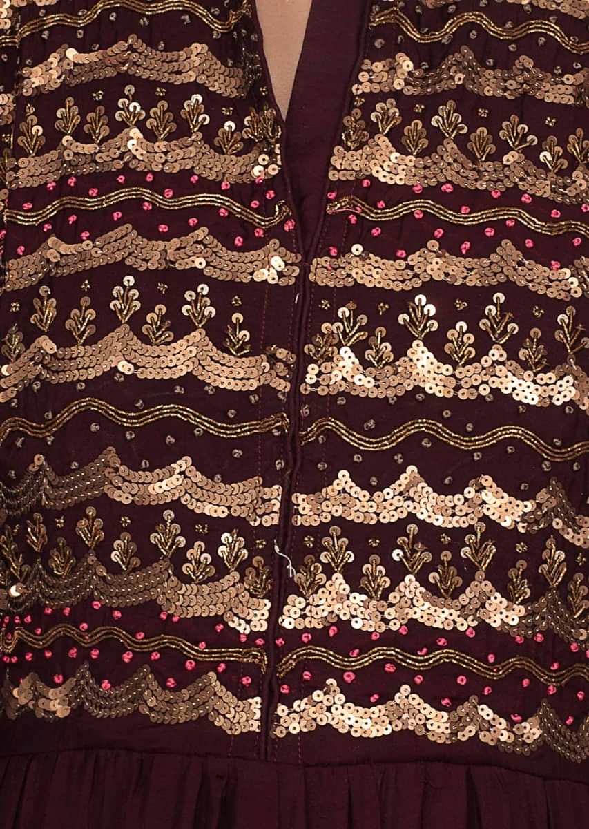 Mahogany cotton silk tunic dress with gathers only on kalki