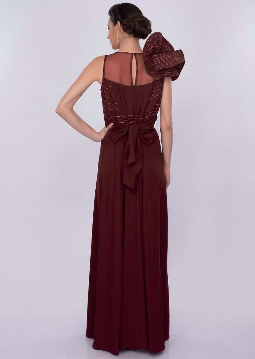 Mahogany jump suit with 3 D sleeves only on Kalki