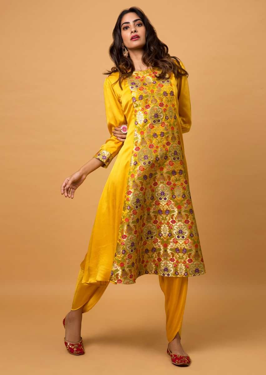 Buy Ek Katha Red Banarasi Silk Brocade Kurta And Pant Set Online | Aza  Fashions