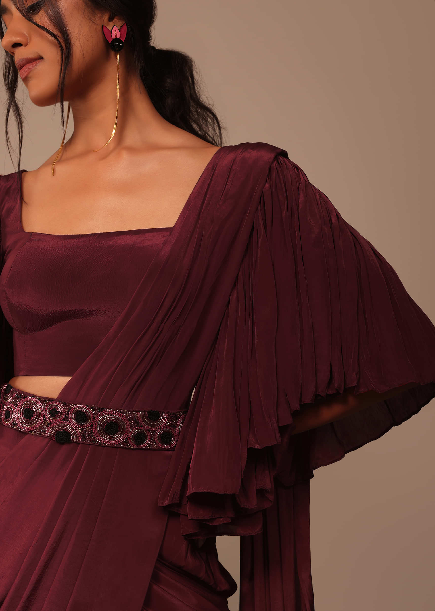 Buy Maroon Banarasi Kora Silk Ajrakh Print Anarkali Dress With Block  Printed Jacket by SCAKHI at Ogaan Market Online Shopping Site