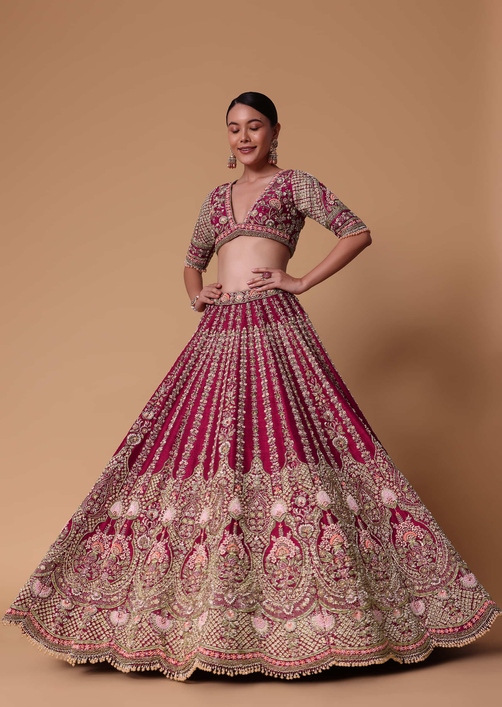 Designer Red Color Silk Blouse With Tassel Dori for Women Wedding