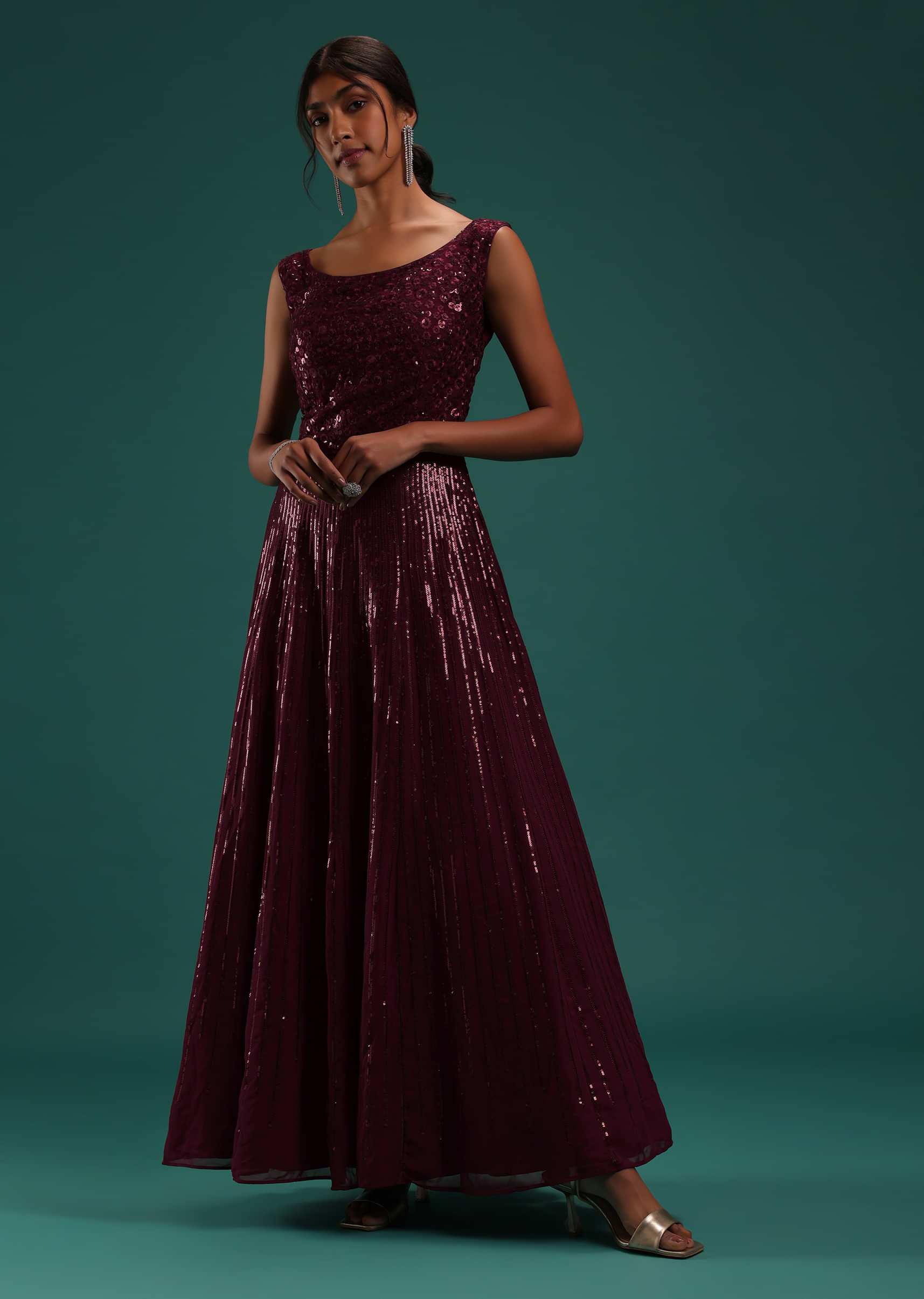 modest maroon long sleeves prom dresses elegant v neck evening gowns with  sleev on Stylevore