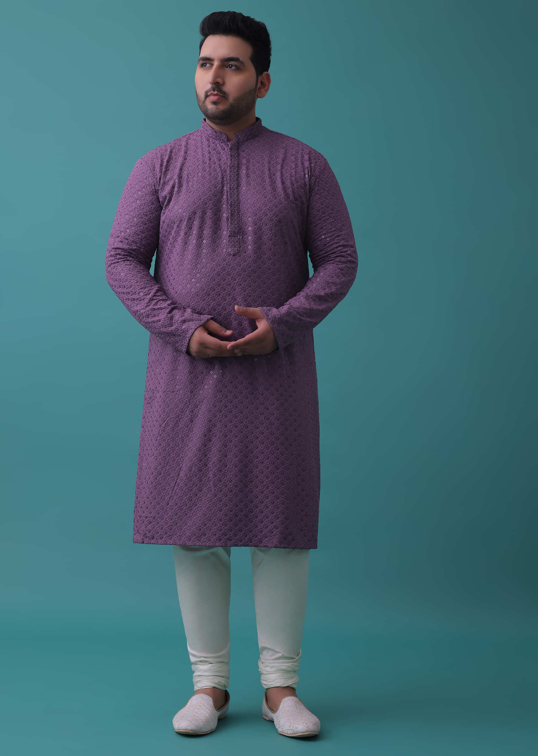 Buy Mauve Purple Chikankari Kurta Set In Rayon With Sequins Embroidery  KALKI Fashion India