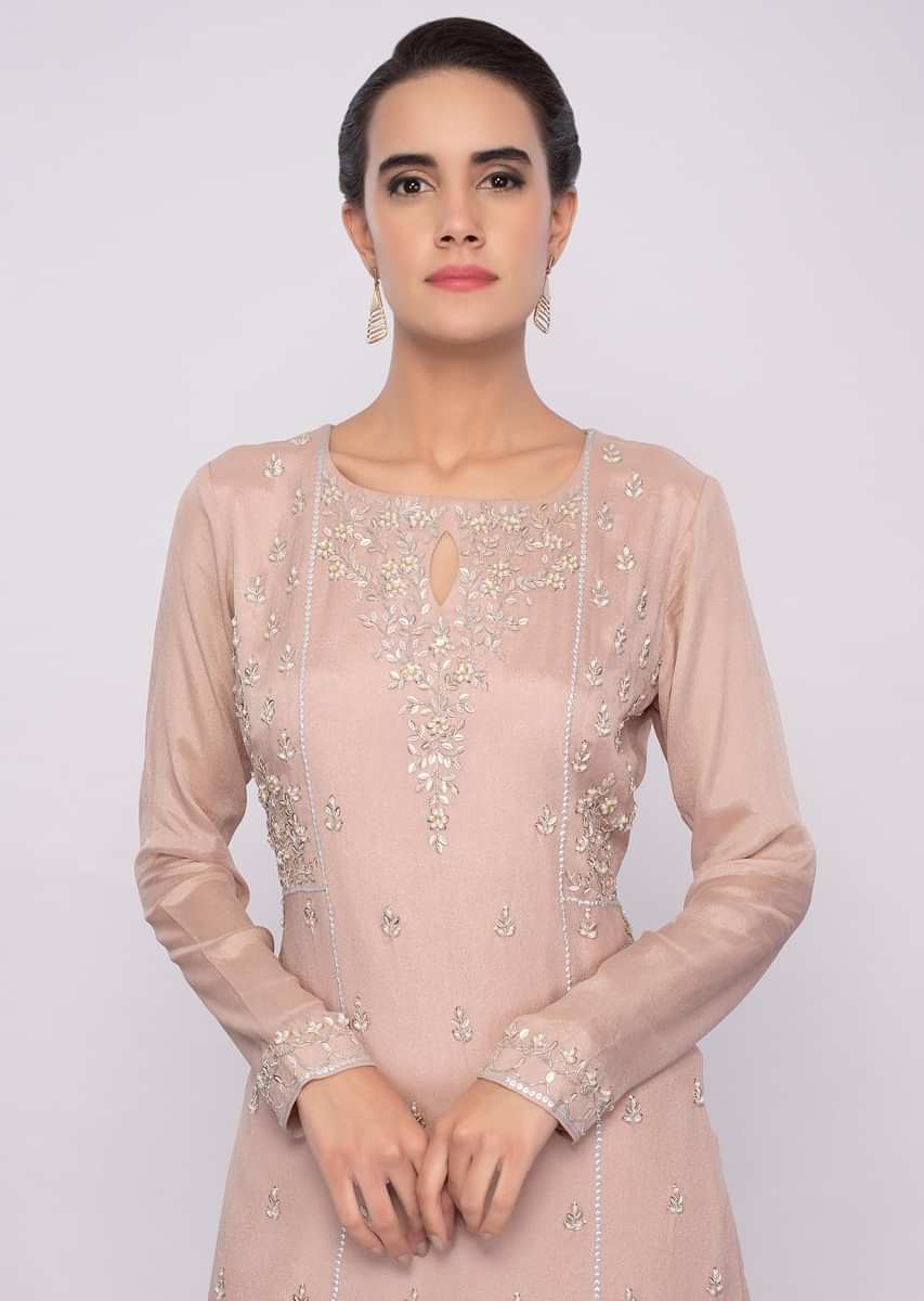 Mellienal Pink Sharara Suit Set In Embroidery And Butti Online - Kalki Fashion
