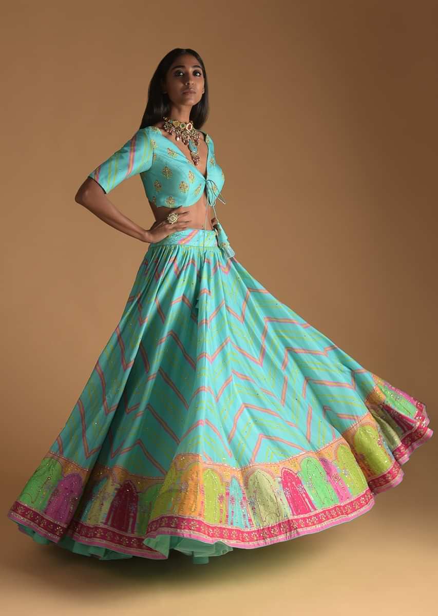 Buy Multi Color Lehenga With Silk Choli Online - LLCV00867 | Andaaz Fashion