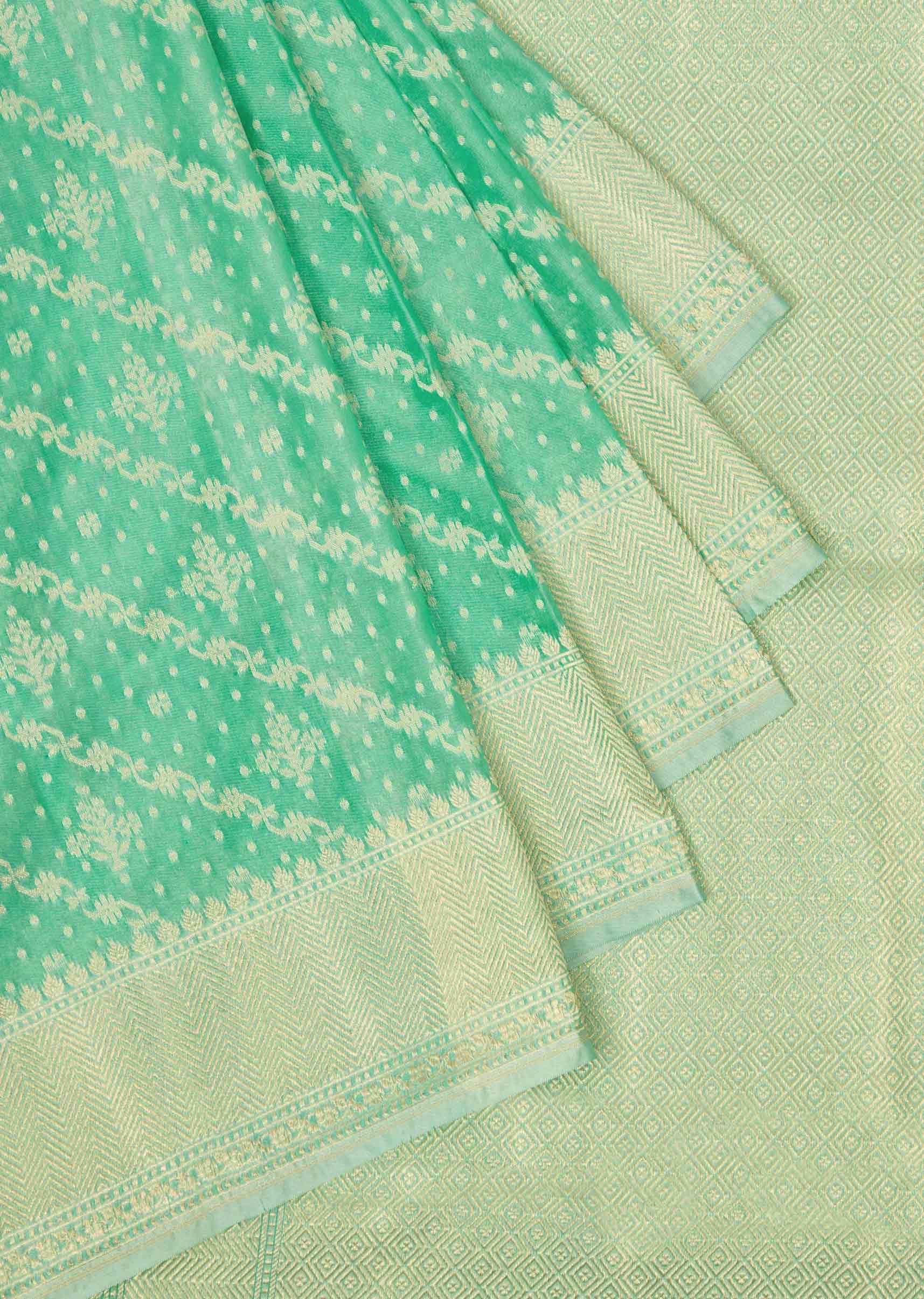 Mint blue saree in silk only on Kalki