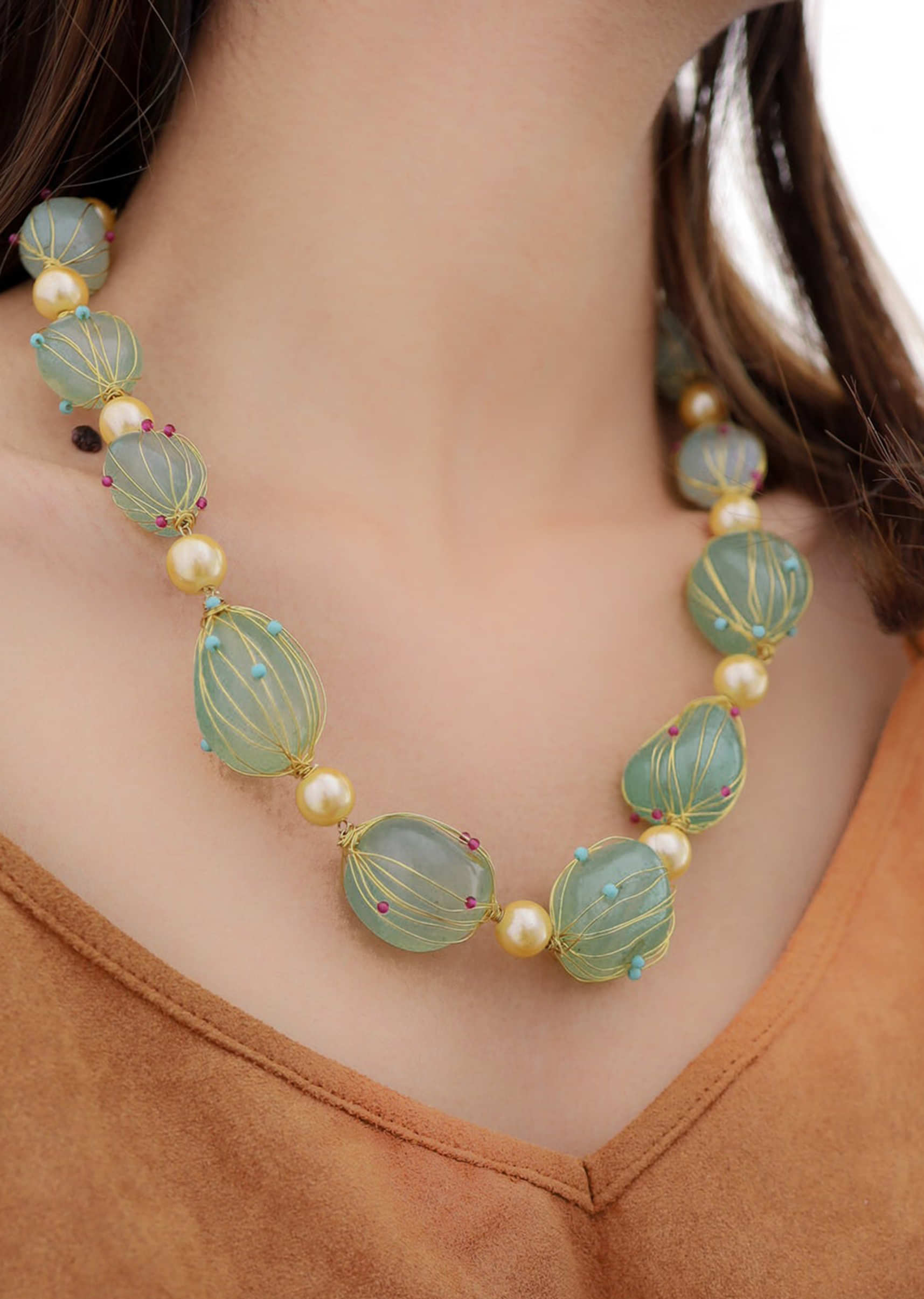 Mint Green Stone String Necklace
