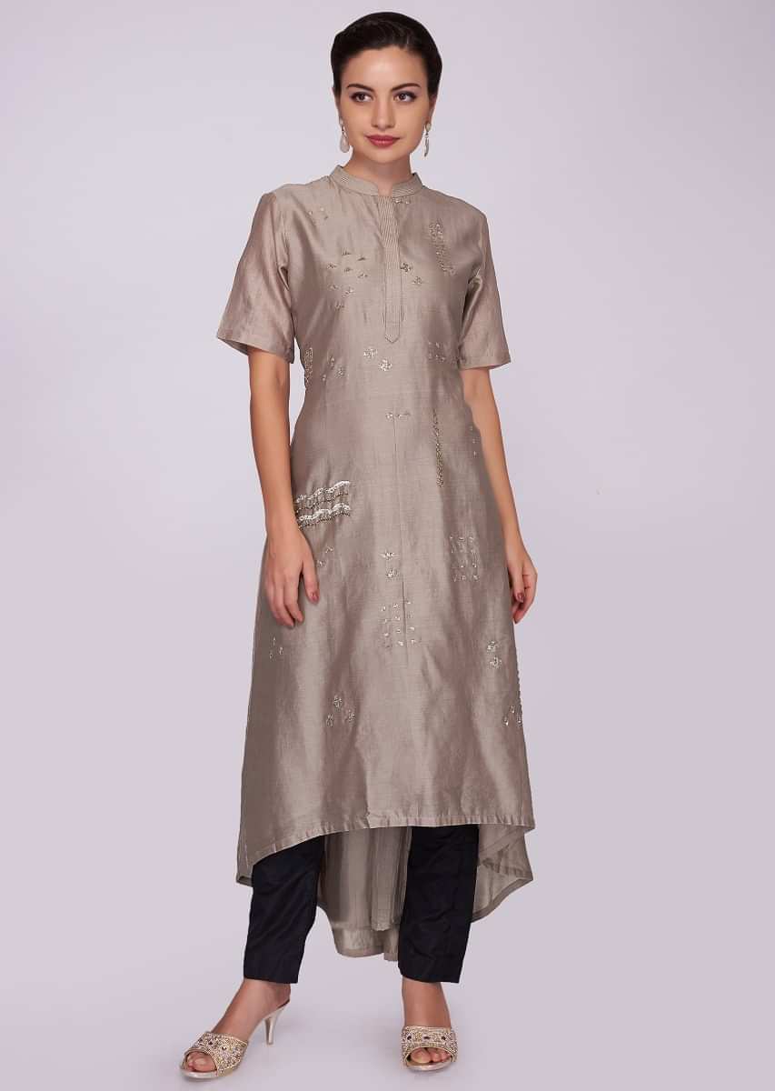 Monroe beige cotton kurti with front short and back long