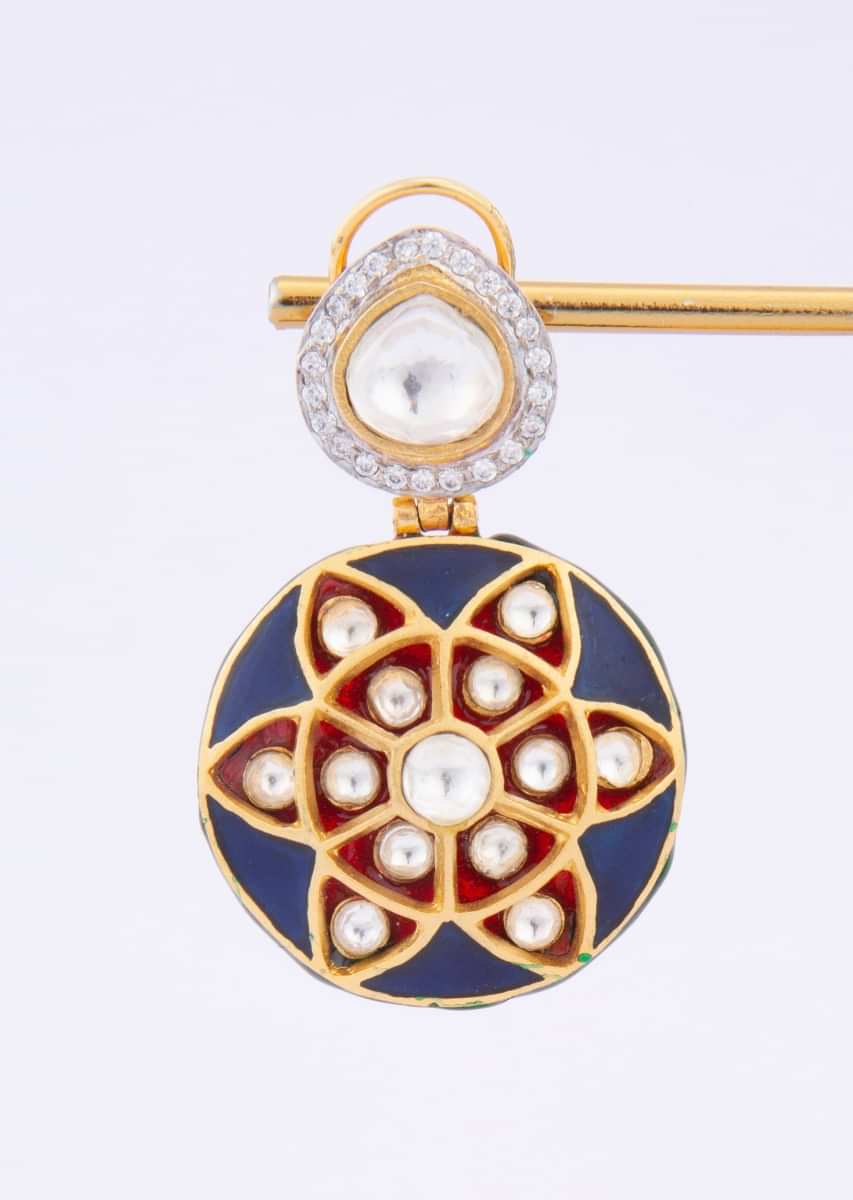 Moti And Pearl Studded Earring With Floral Cut Work Online - Kalki Fashion