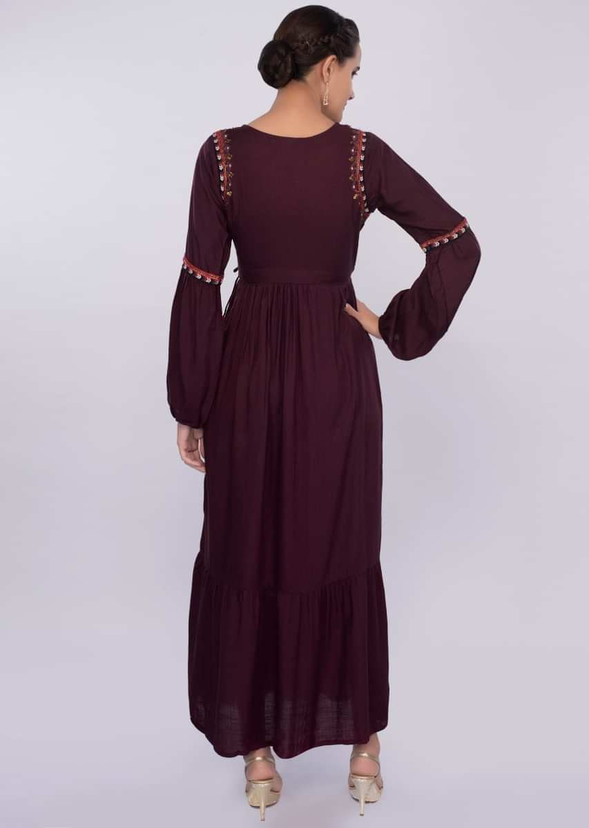Mulberry Tunic Dress In Cotton With Gathers Online - Kalki Fashion