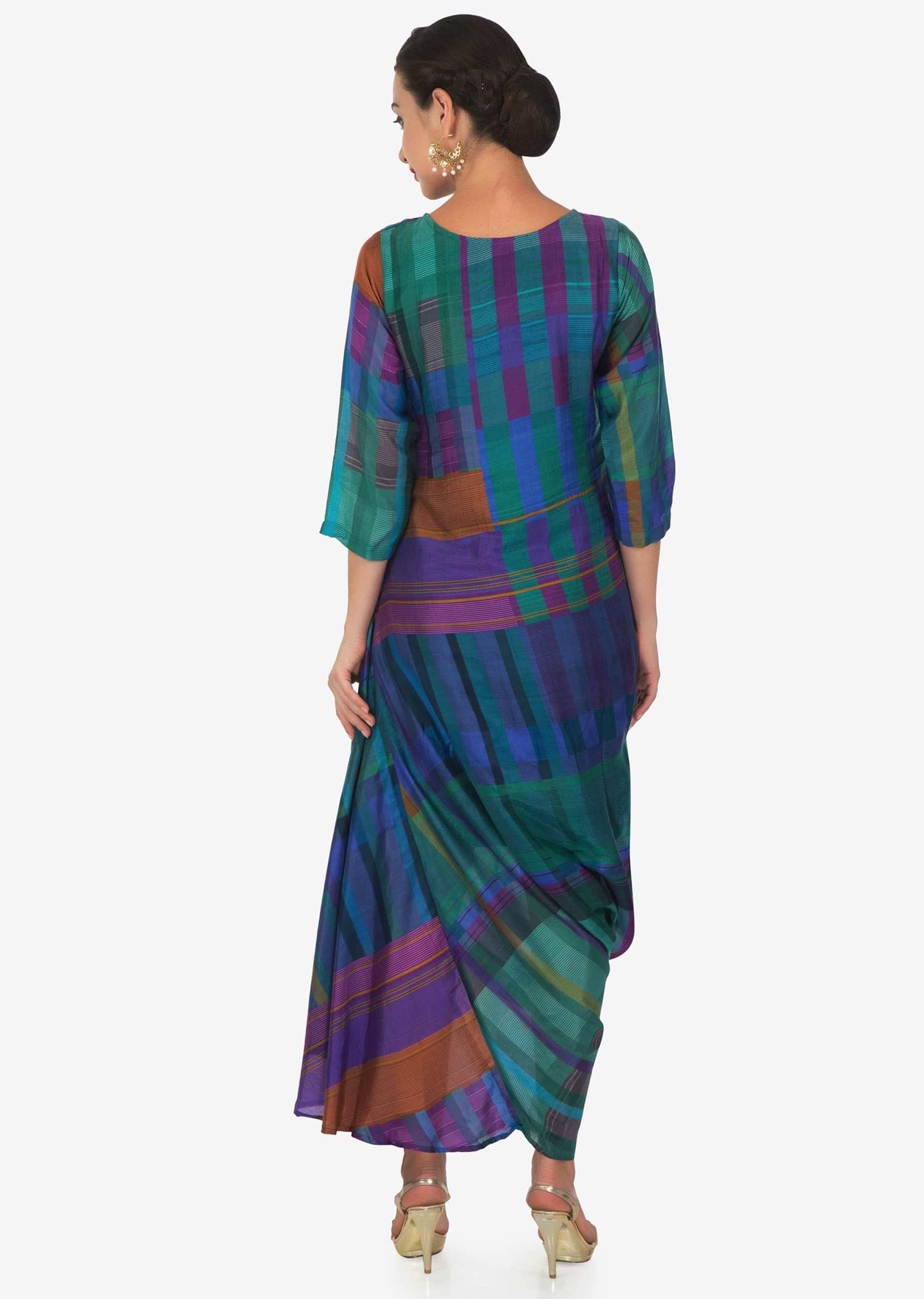 Multi Color Kurti With Zardosi Butti And Cowl Drape Online - Kalki Fashion