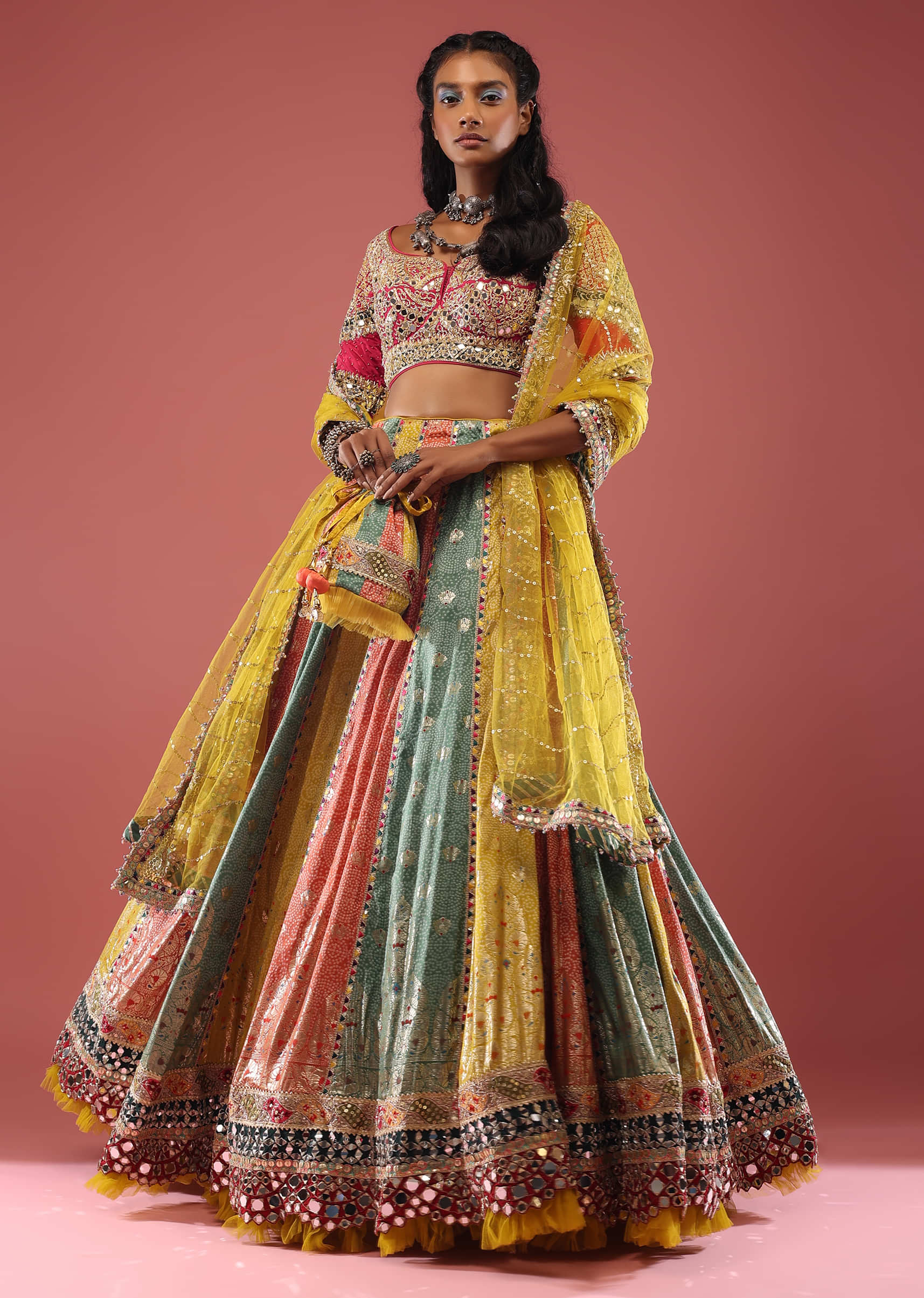 Buy Maroon and Green Embroidered Brocade Lehenga Online in USA – Pure  Elegance