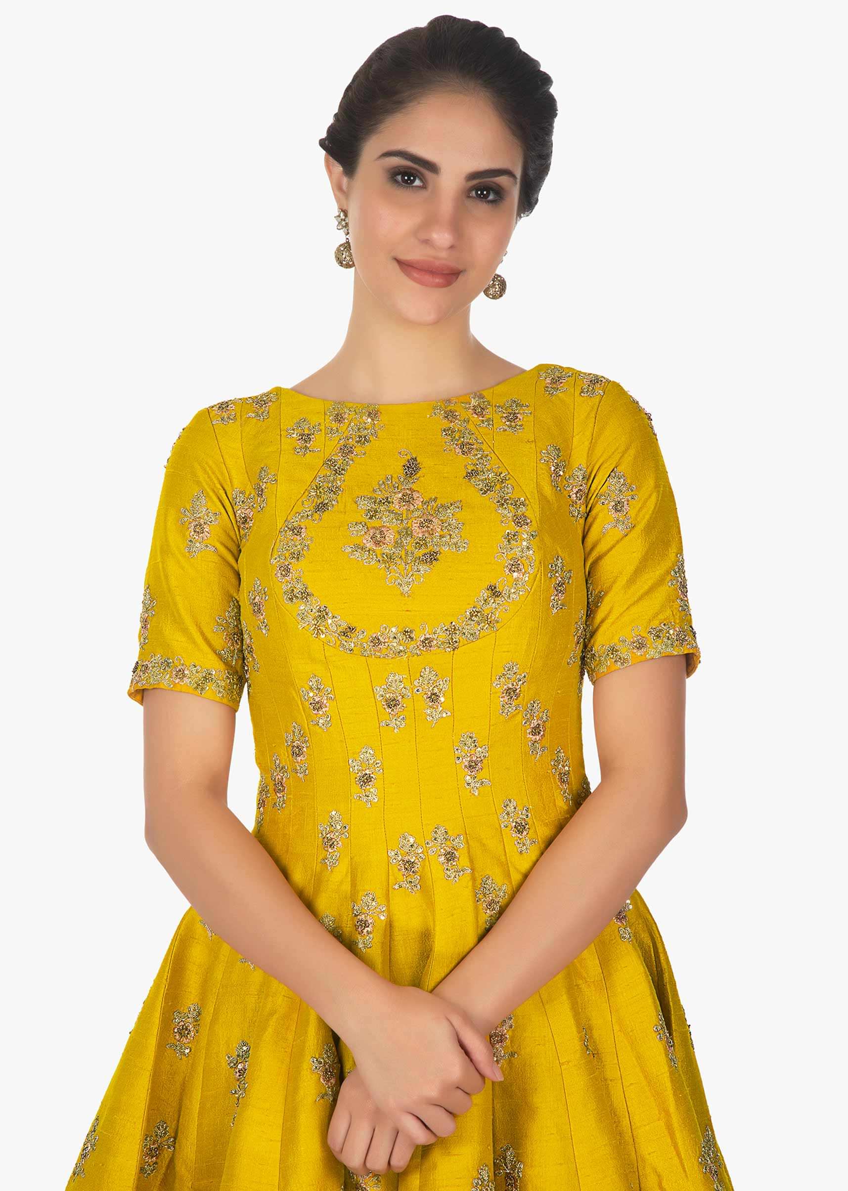 Mustard thigh length top with turquoise blue dhoti pant 