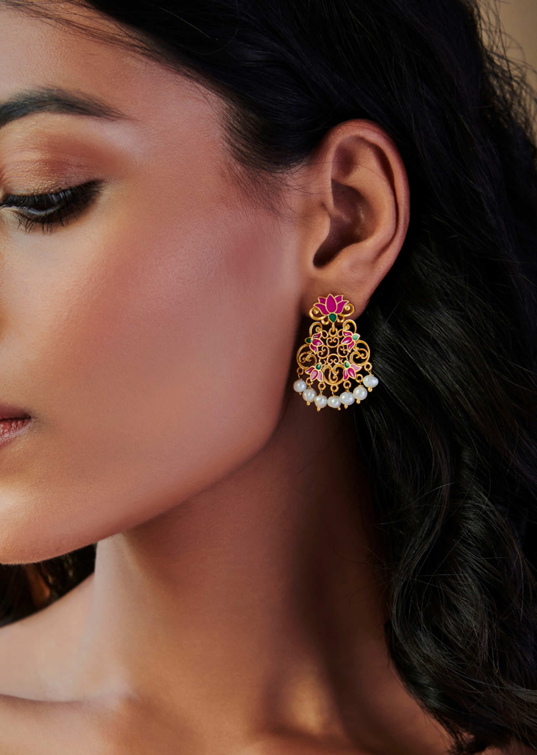 Buy Ayesha Chunky Bold Stone Studded Oversized GoldToned Double Drop Earrings  Online at Best Prices in India  JioMart