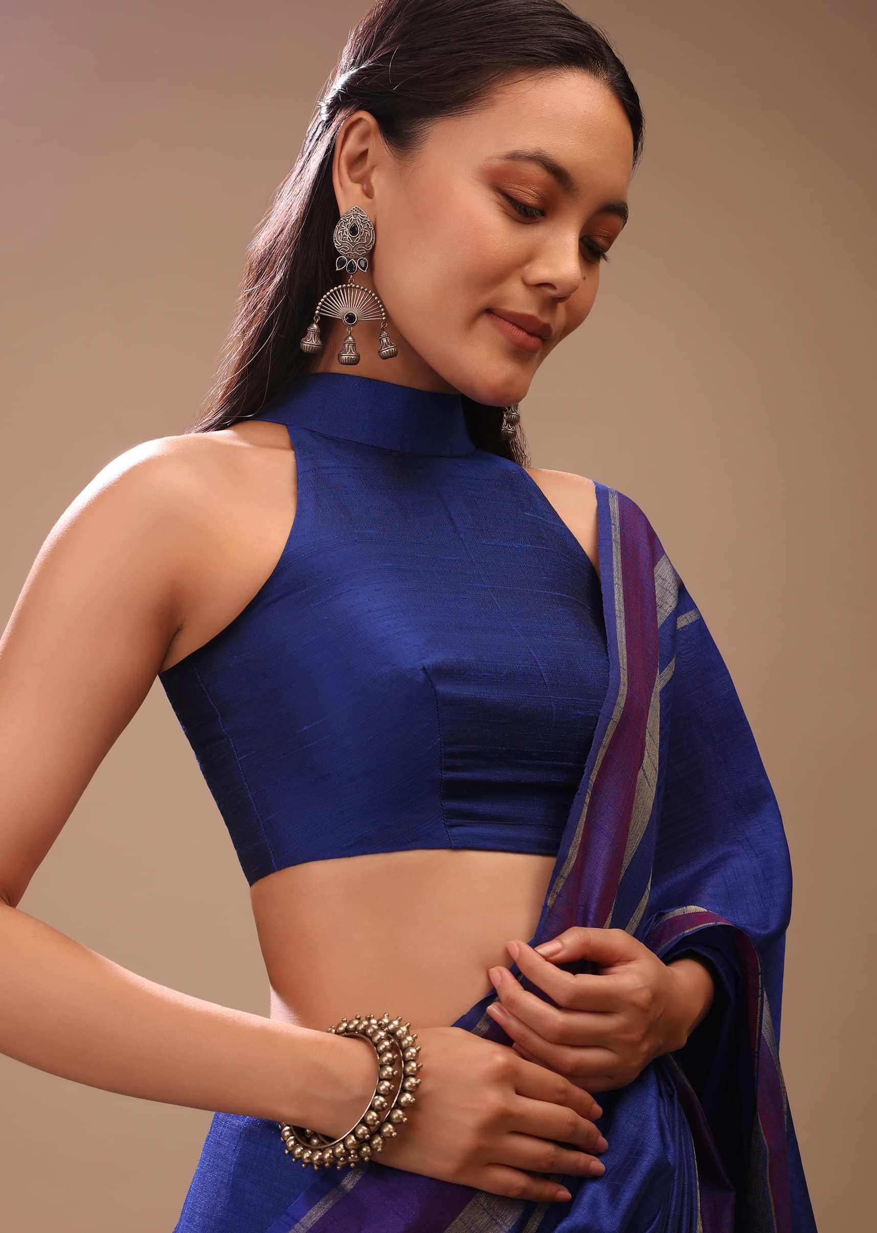 20 Stunning High Neck Blouse Designs To Pair With Sarees