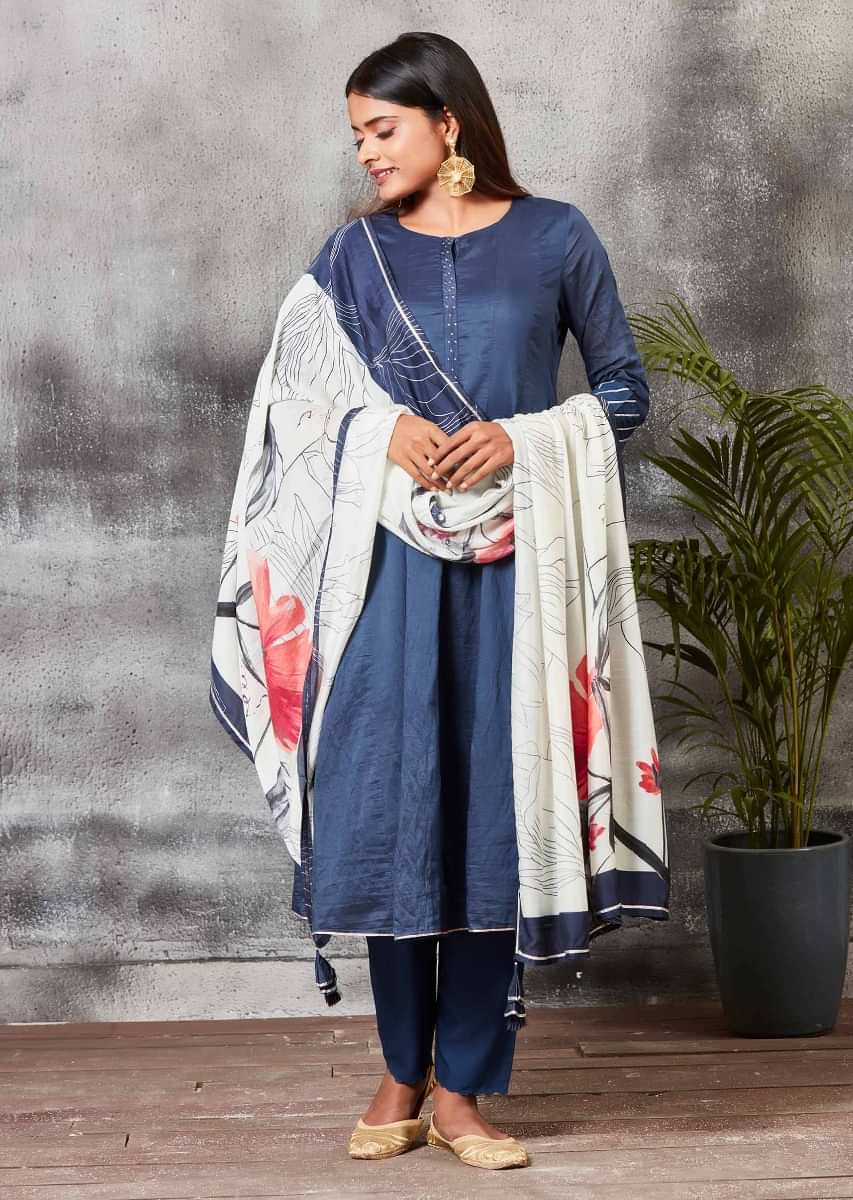 Buy SVA by Sonam & Paras Modi Beige Draped Cowl Layer Kurta With Cigarette  Pants Online | Aza Fashions