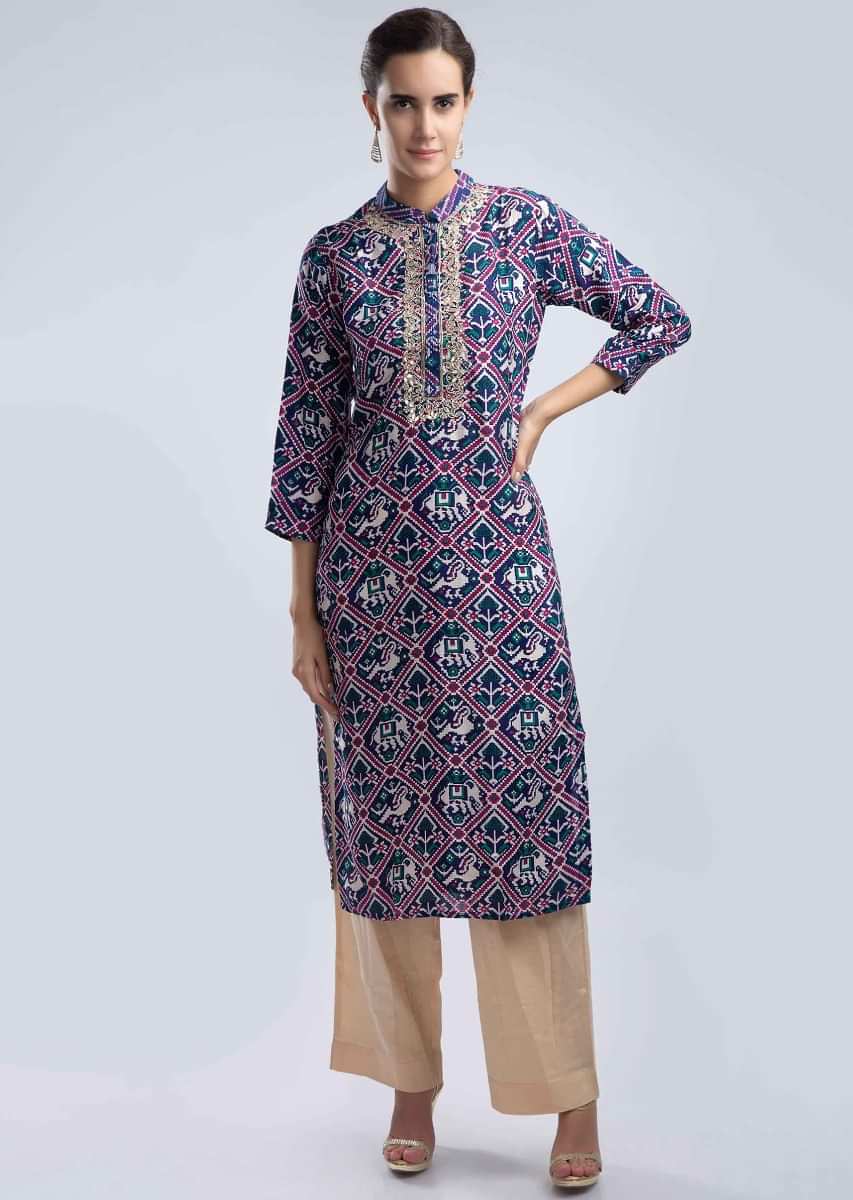Beautiful batiktiedye Kurtis with hand embroidery embellishment  Cotton  kurti designs Kurta designs women Pakistani dress design