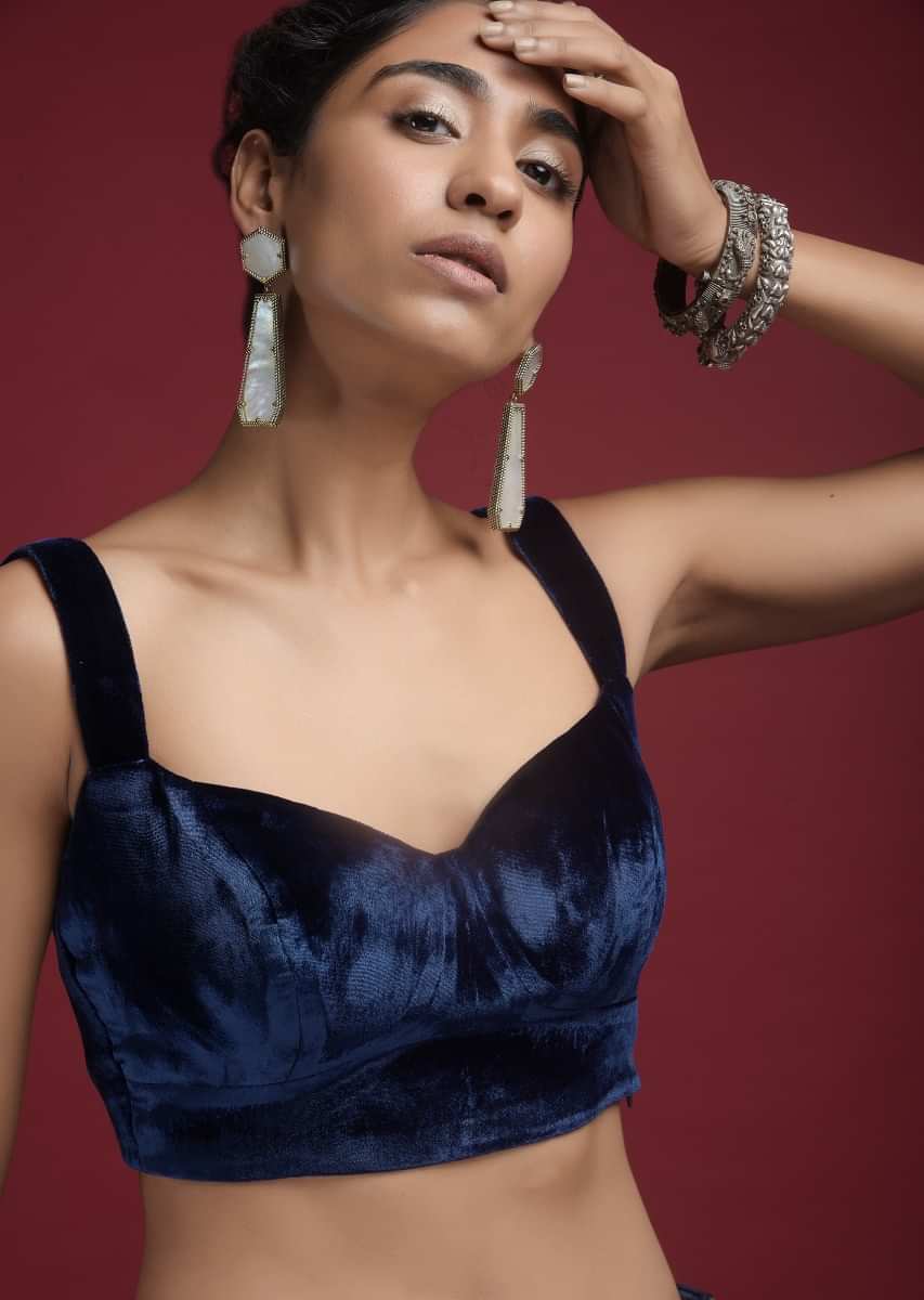 Velvet Saree Blouse: Buy Readymade Velvet Blouses Online – Kalki Fashion