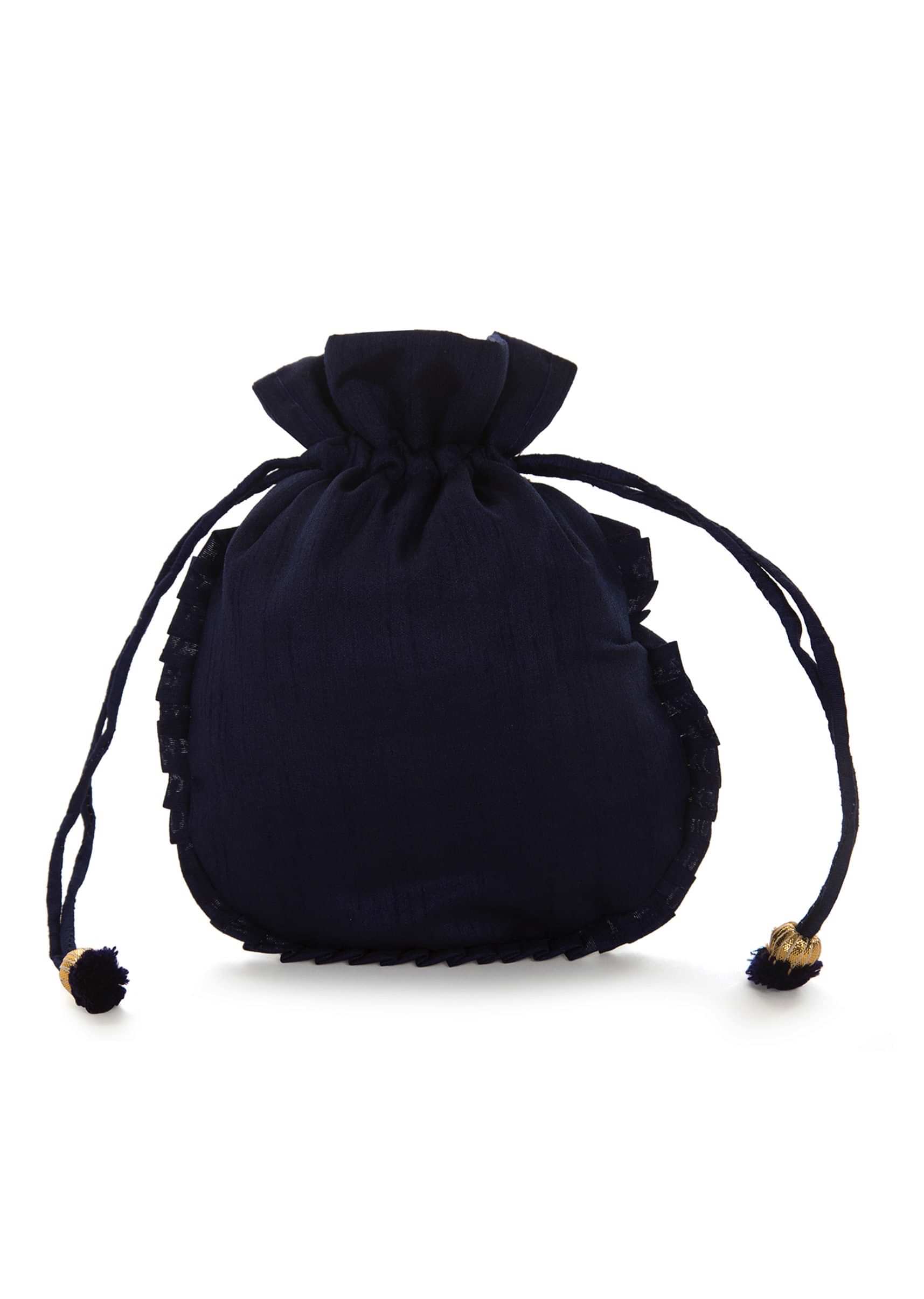 Navy blue potli bag beautified in gotta patti embroidered work only on Kalki