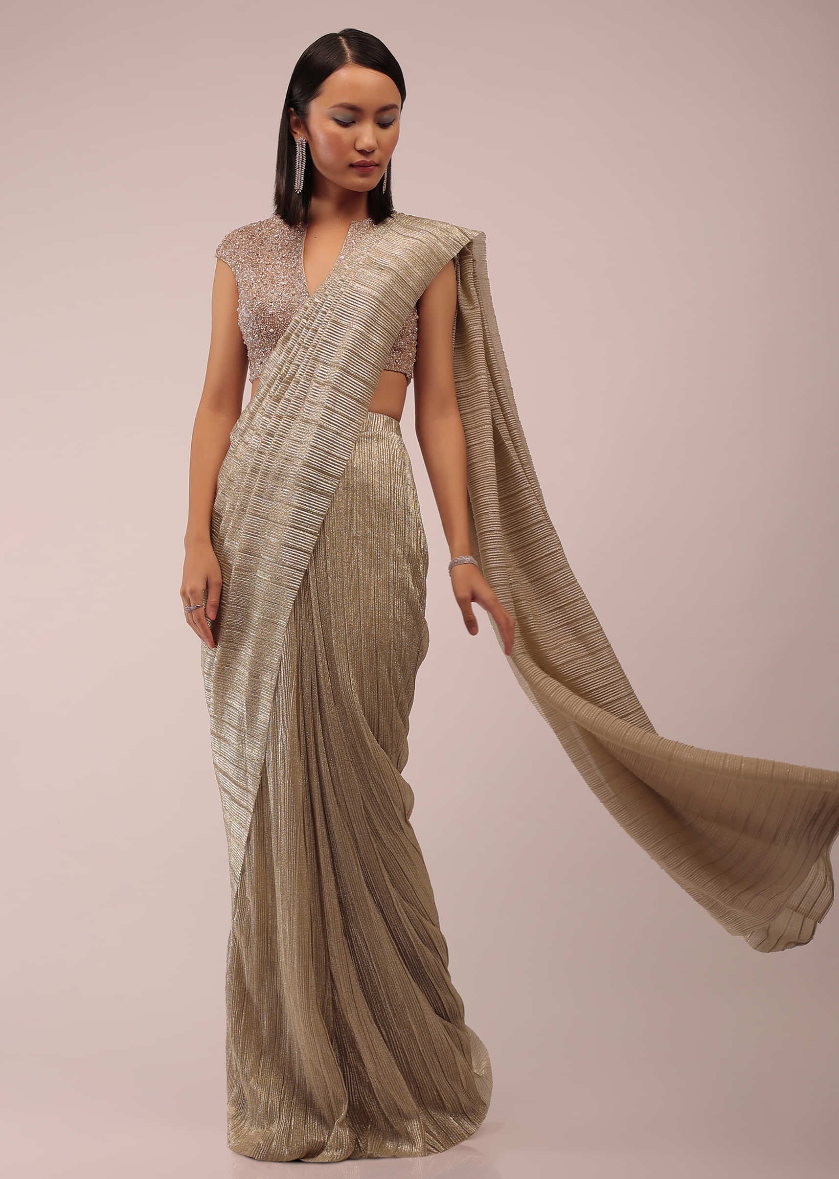 Metallic Shimmer Ready to wear saree Saree - One Minute Saree, ready to  wear sarees, party wear saree
